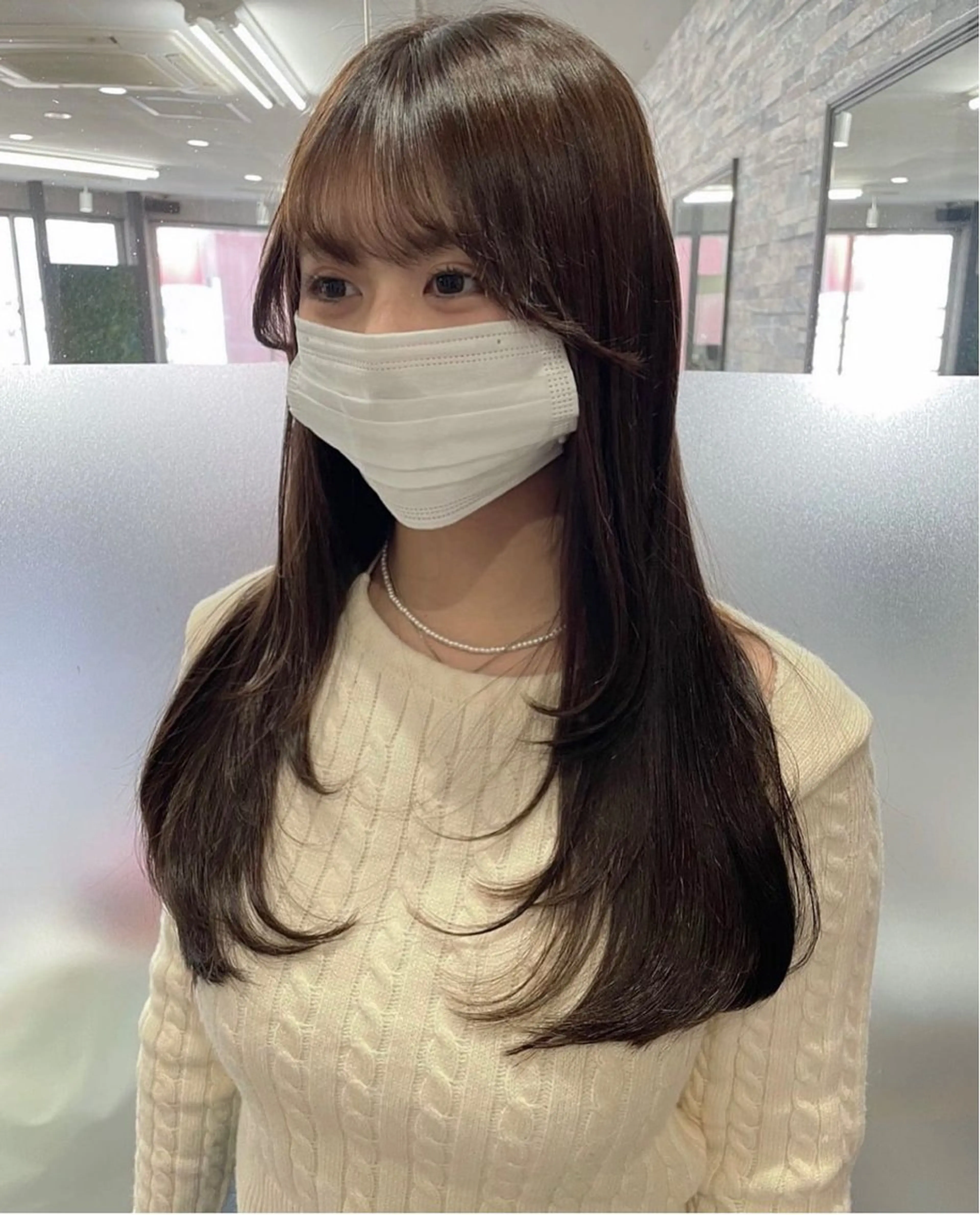ロング レイヤーカット カット マリカ🦋韓国 ハイトーン/エクステのヘアスタイル