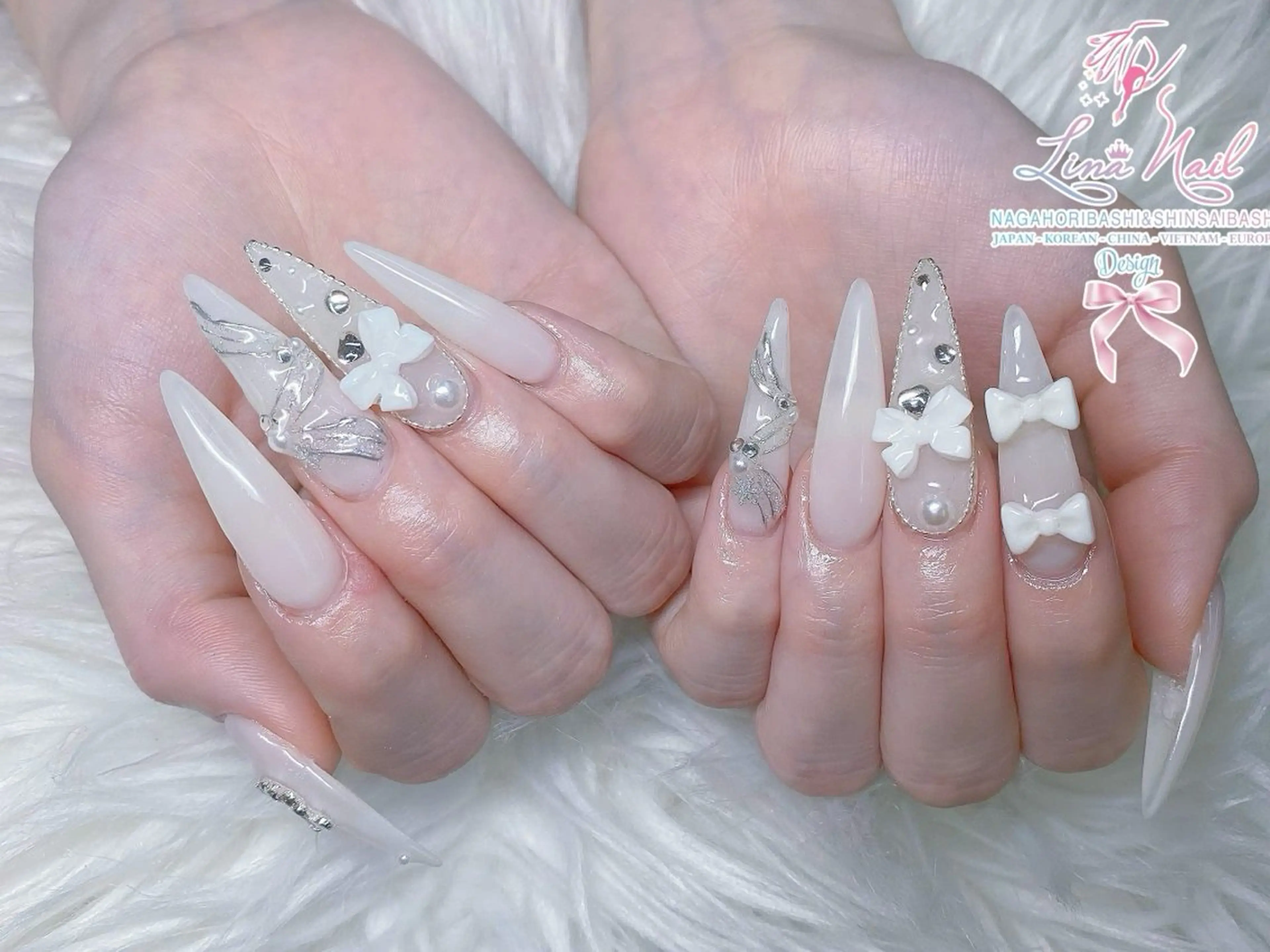 ロング 韓国風ヘア ロング クリスマス ハンドネイル Linanail Nambaのマツエク・マツパデザイン