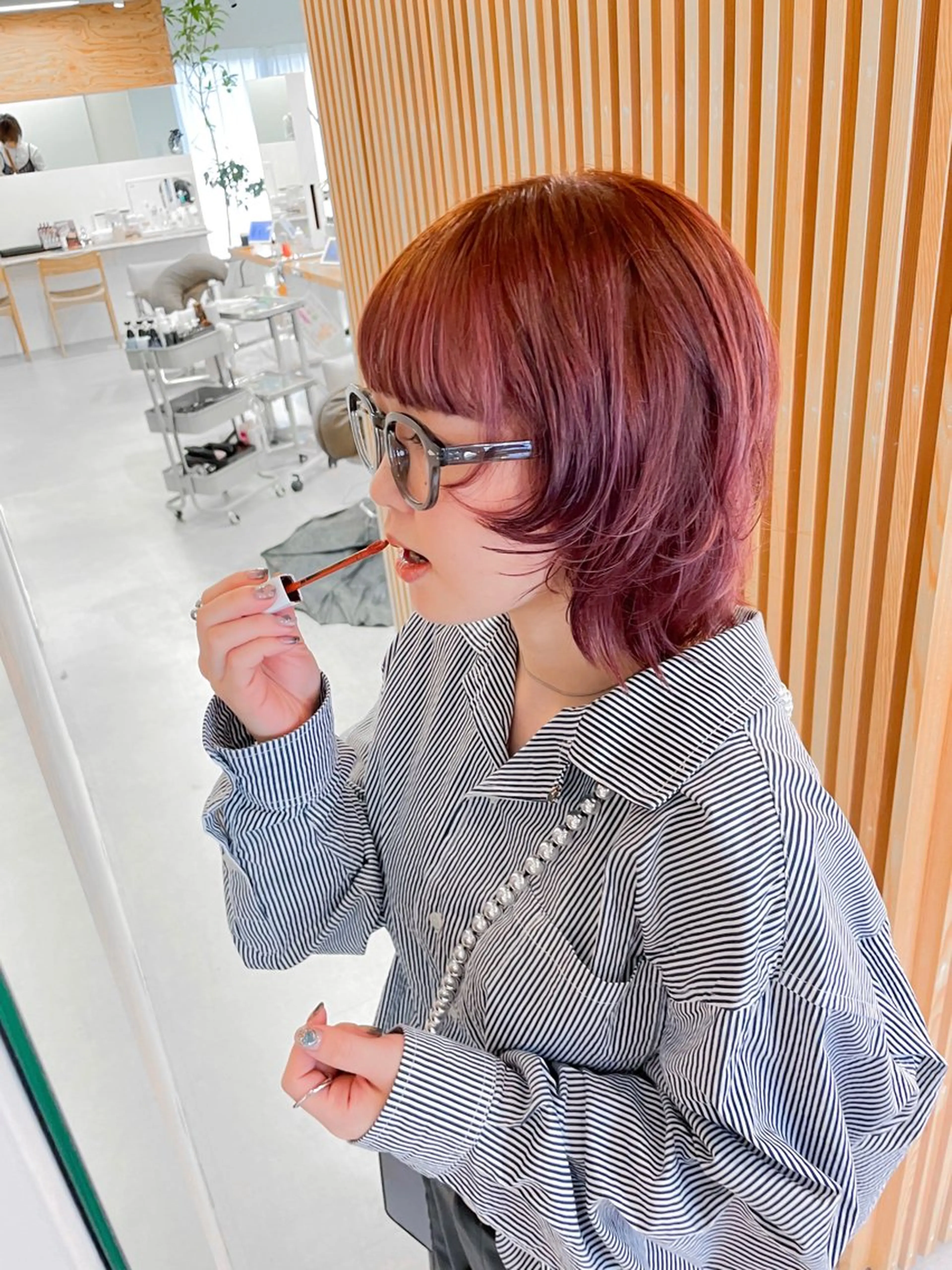 ミディアム カラー ダブルカラー,透け カラーHINARIのヘアスタイル