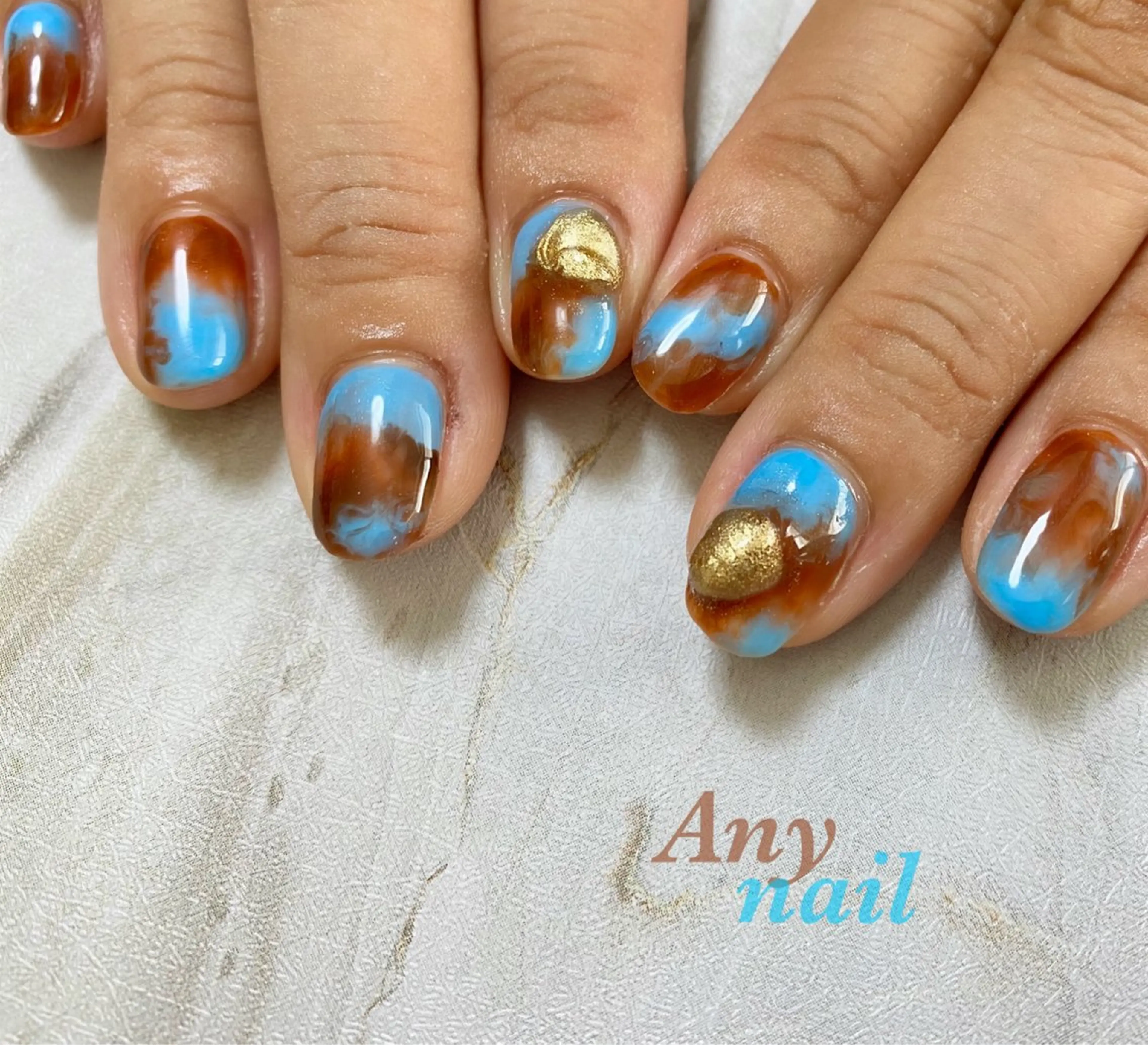 ネイル ブルー ニュアンスネイル ハンドネイル 岩澤 恵子のネイルデザイン