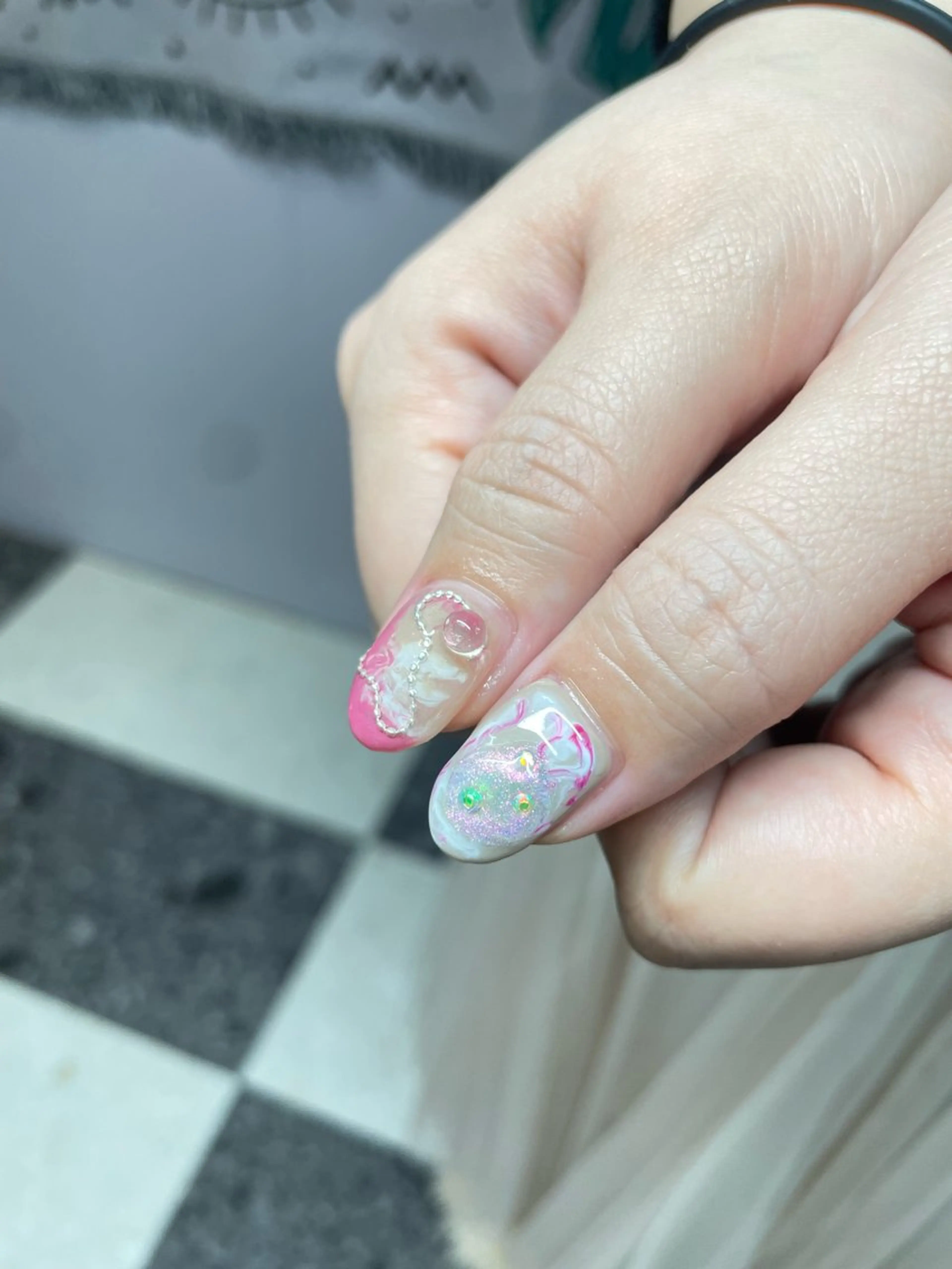 ネイル アートネイル ピンク シンプルネイル 春ネイル ハンドネイル posa nail モエミのネイルデザイン