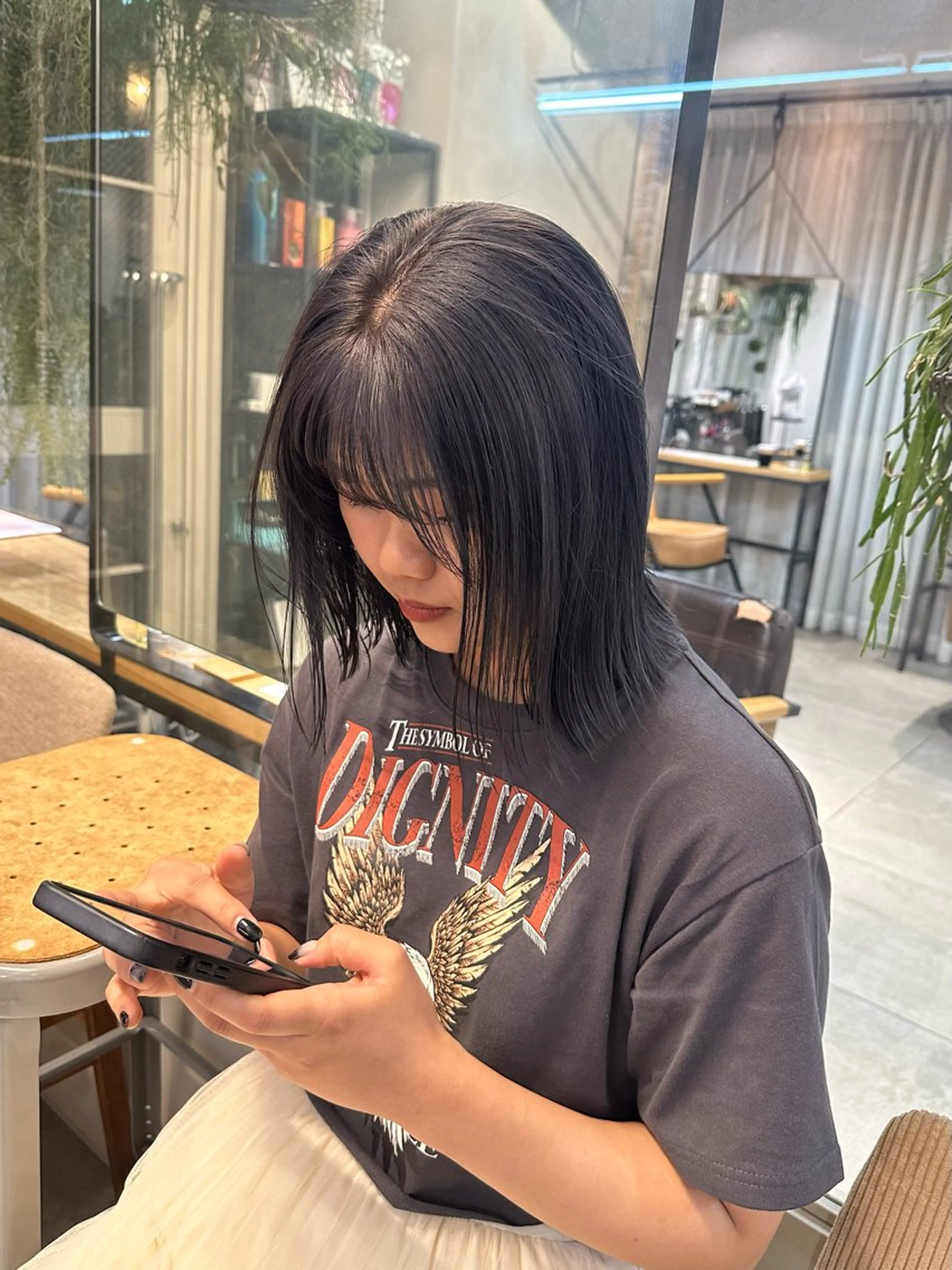 ショート カラー ボブ 艶ストレート✨透明感 カラー🎀♡mariのヘアスタイル