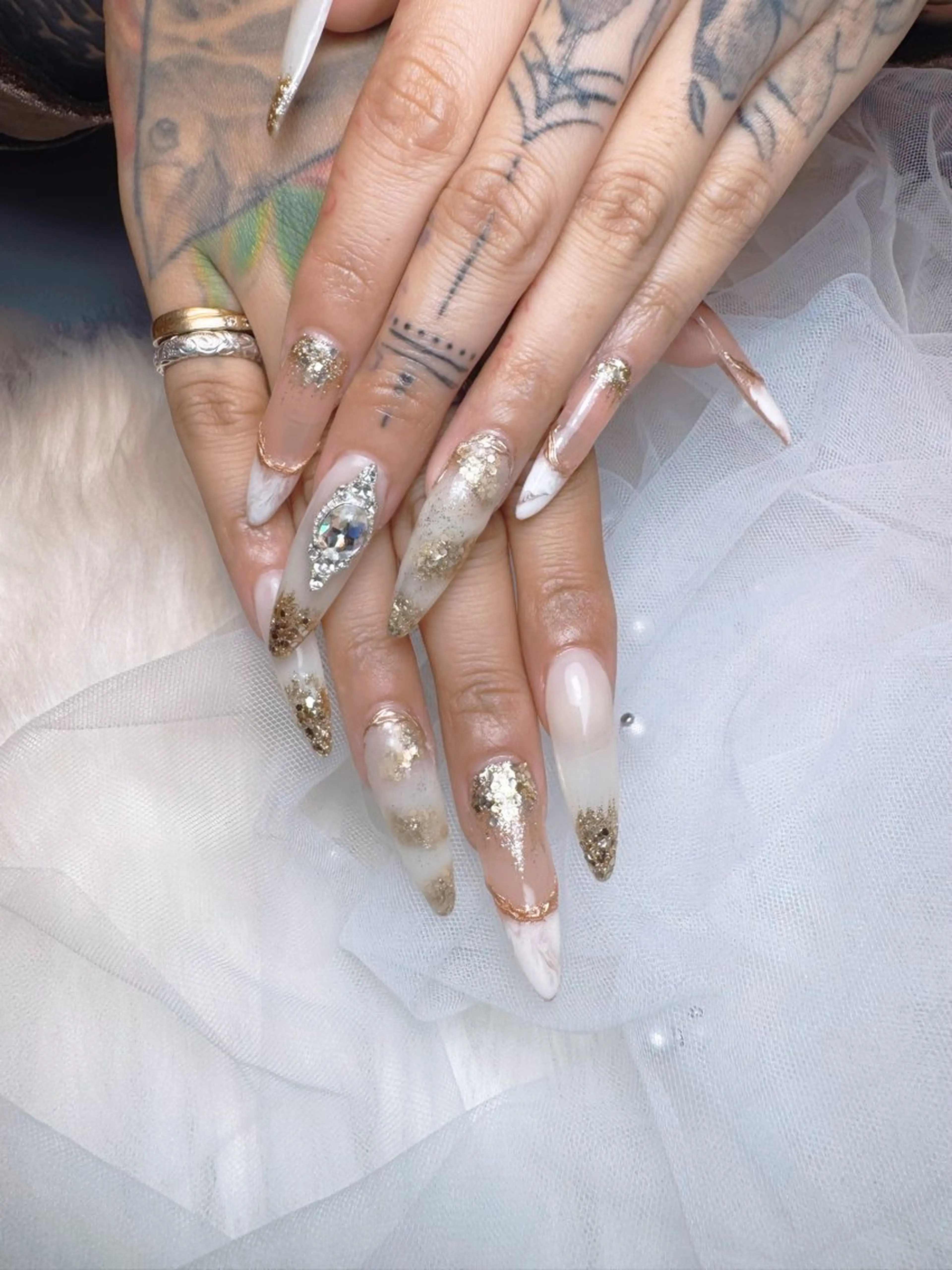 ネイル アートネイル ブルー グラデーション ラメ(グリッター) ラメグラデーション ハンドネイル Nail Salon K&Rのネイルデザイン
