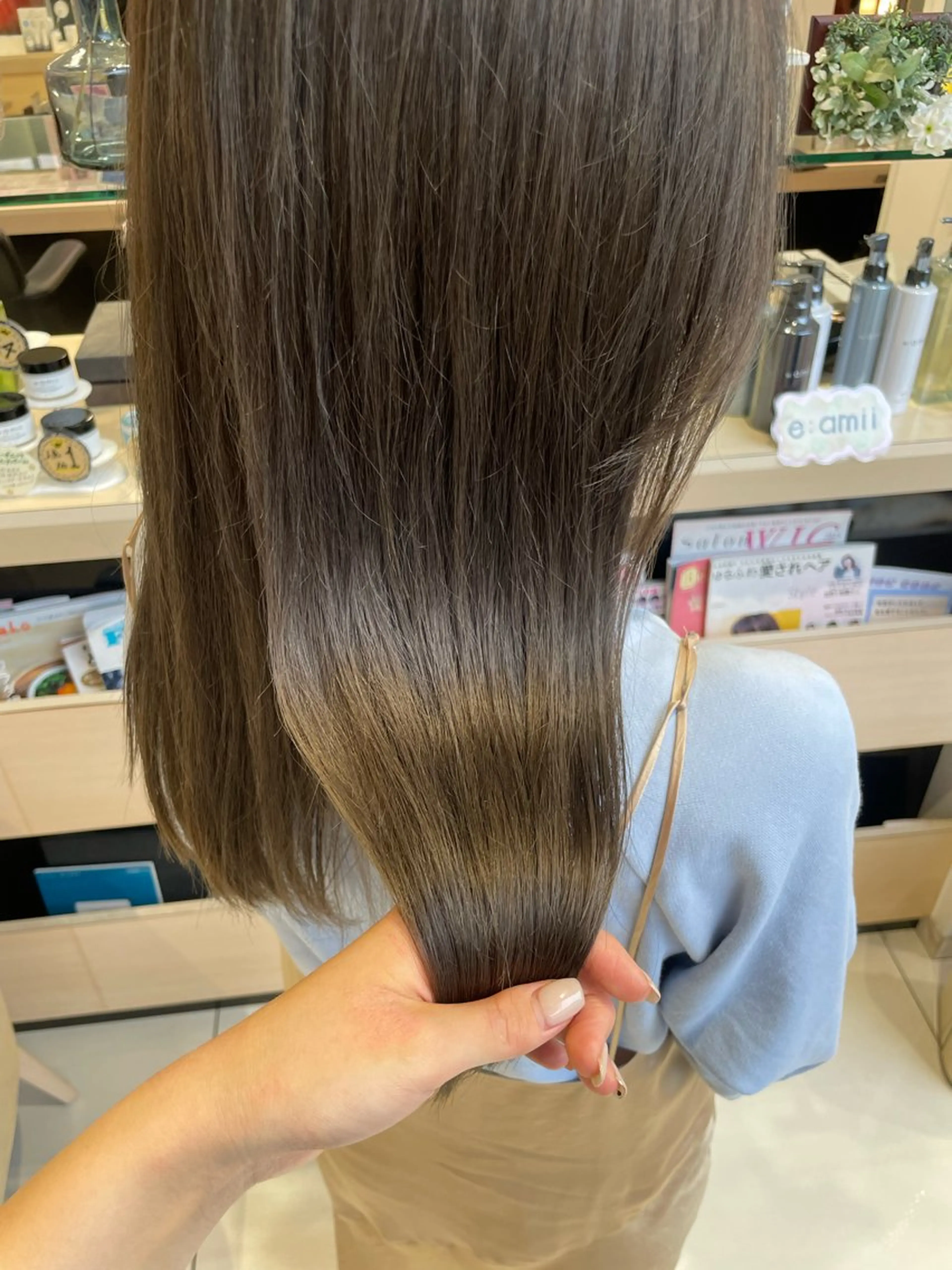 セミロング カラー アッシュ 透明感カラー クロスパーマ/うる艶 カラー/Kurumiのヘアスタイル
