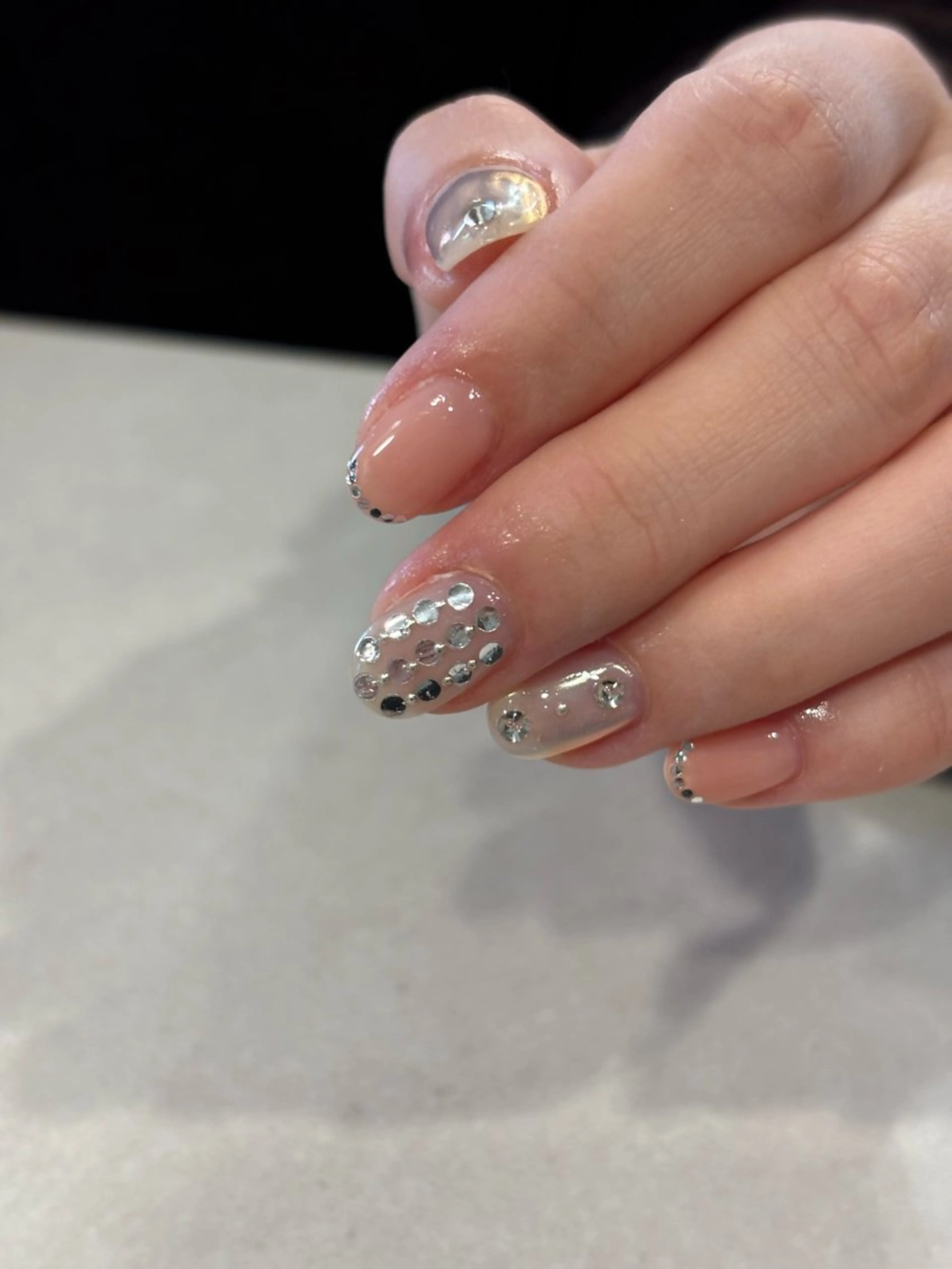 ネイル ミラーネイル シンプルネイル 春ネイル ハンドネイル iconail 下北沢 NONのネイルデザイン