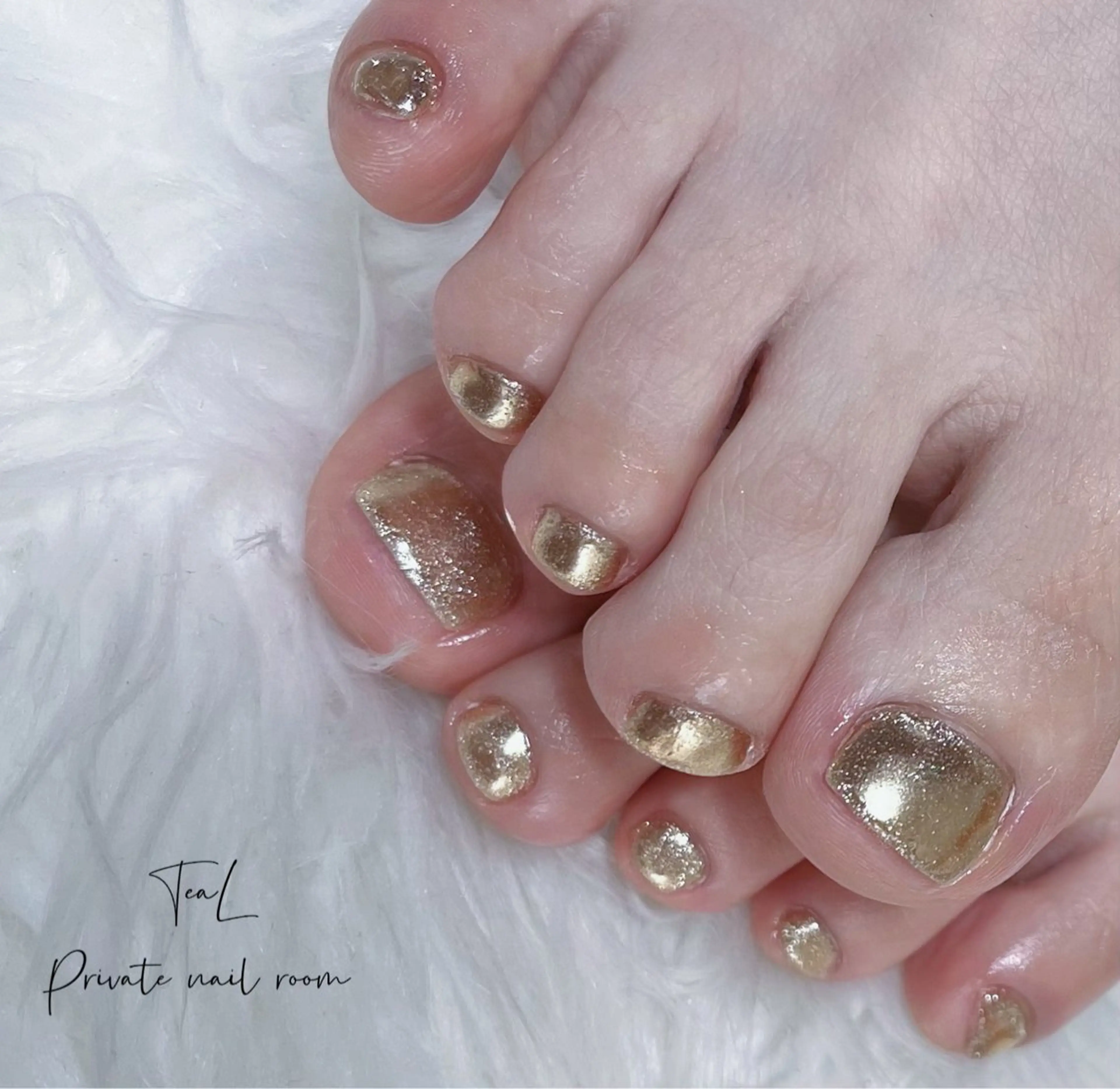 ネイル フットネイル ミラーネイル シンプルネイル TeaL nailのネイルデザイン