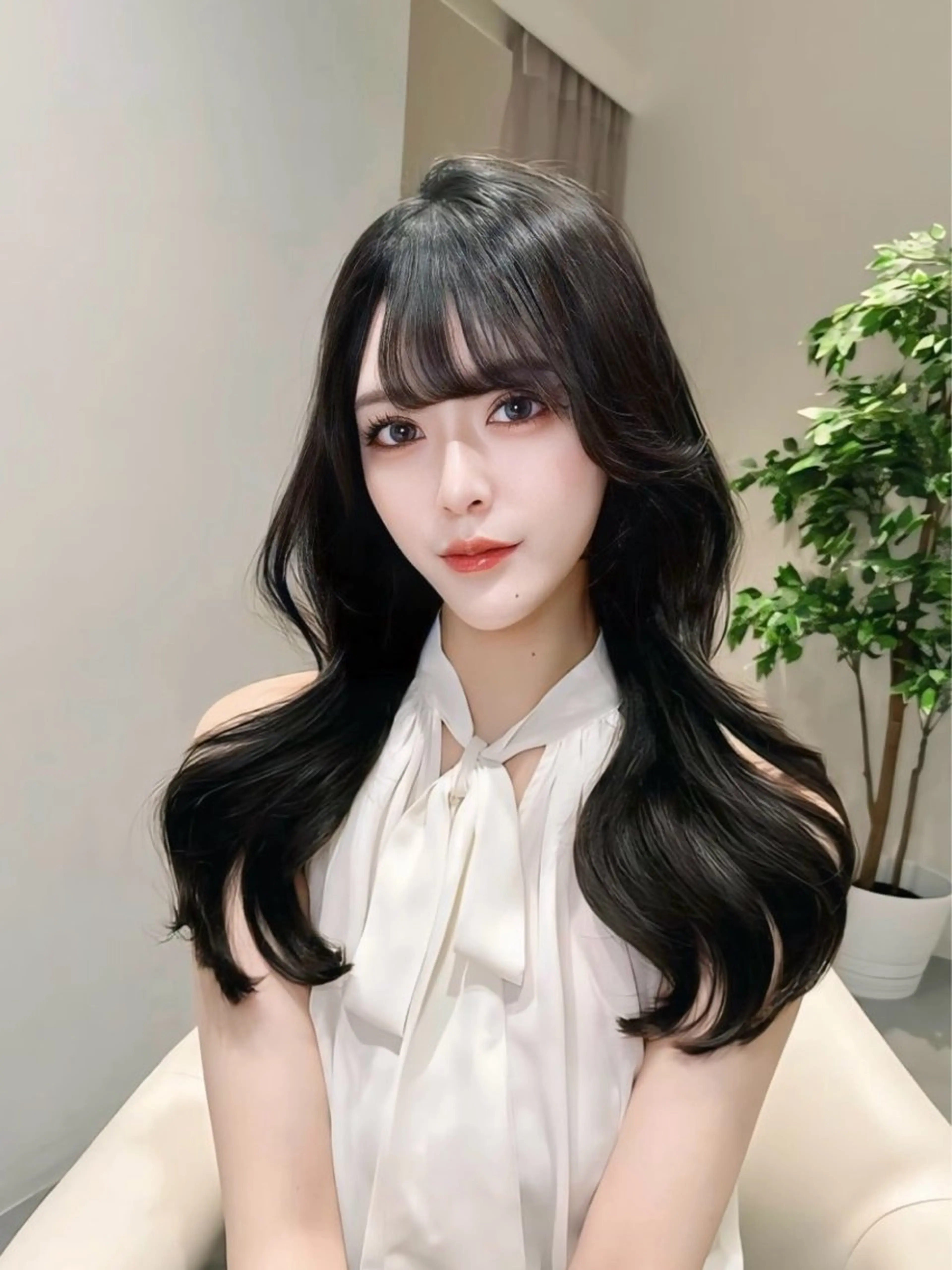 ロング カラー カット ヘアカラー トリートメント ヘッドスパ ヘアセット 韓国ヘア/レイヤー/ 顔まわり/りょーとのヘアスタイル