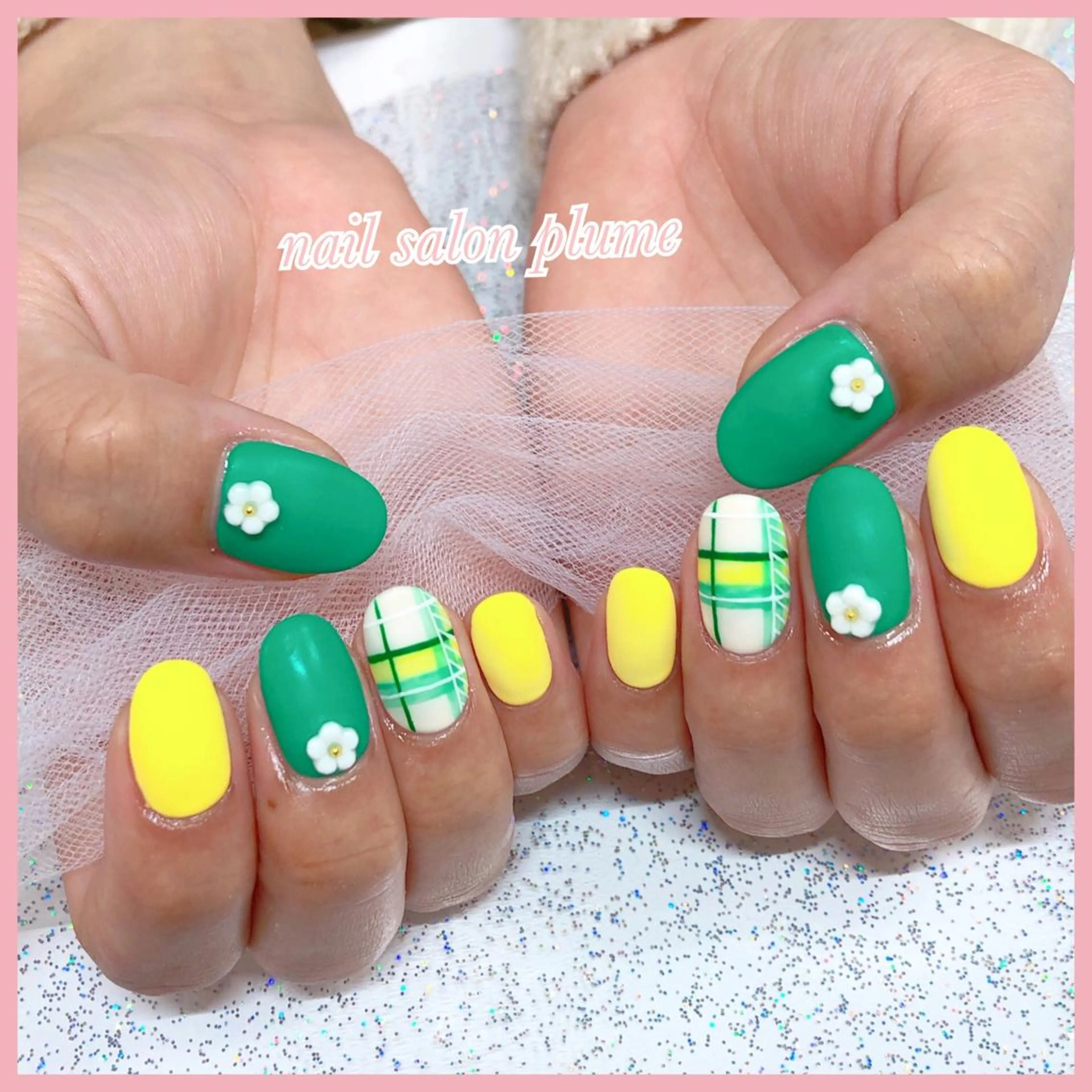 ネイル アートネイル フラワーネイル ハート キラキラネイル 韓国ネイル plume nail ☆韓国ネイルのネイルデザイン