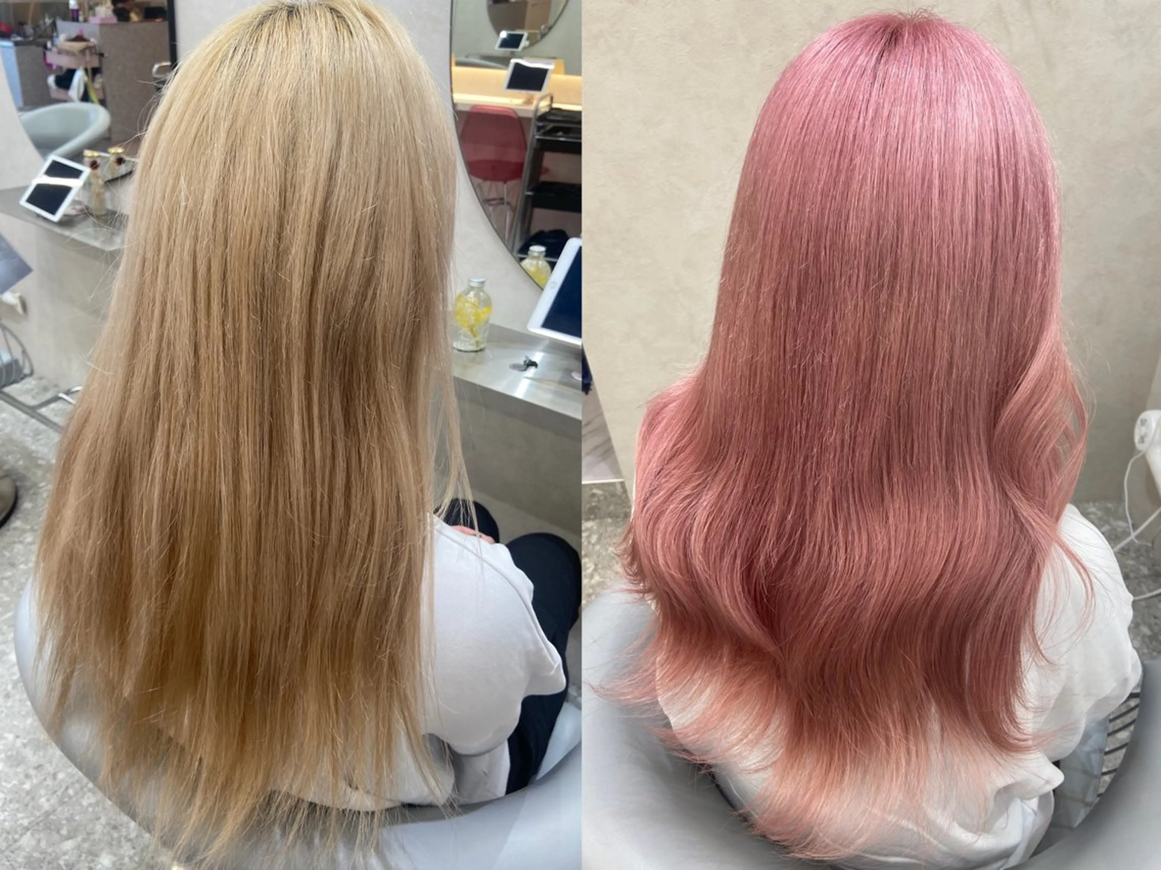 ロング カラー ブリーチ ケアブリーチ ダブルカラー ハイトーンカラー ピンクカラー カット ヘアカラー トリートメント 新宿/韓国ヘア 中明度カラー/かやのヘアスタイル