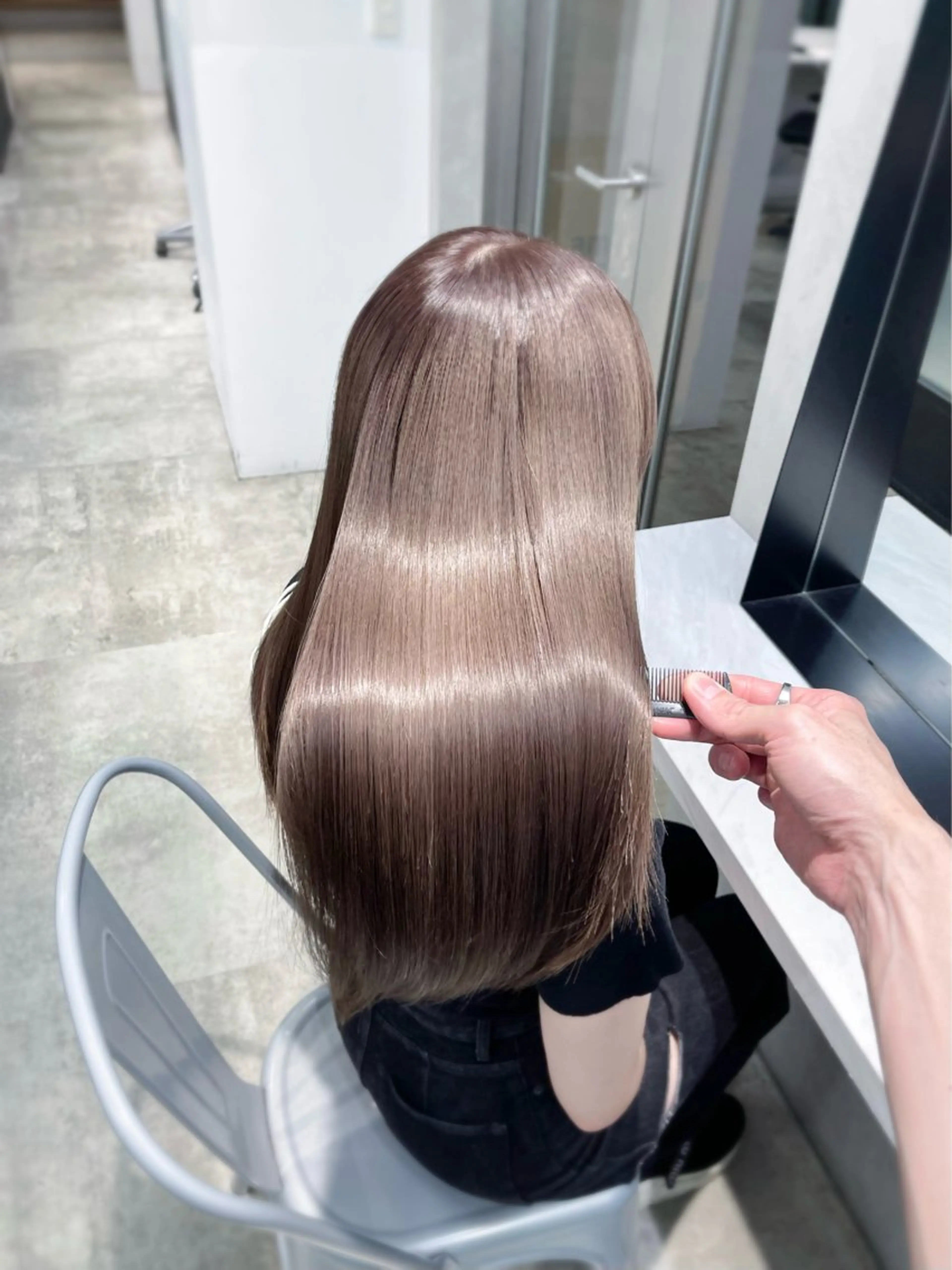 ロング 髪質改善 トリートメント ヘアカラー 縮毛矯正 トリートメント 韓国レイヤーカット 髪質改善▫️水野有真のヘアスタイル