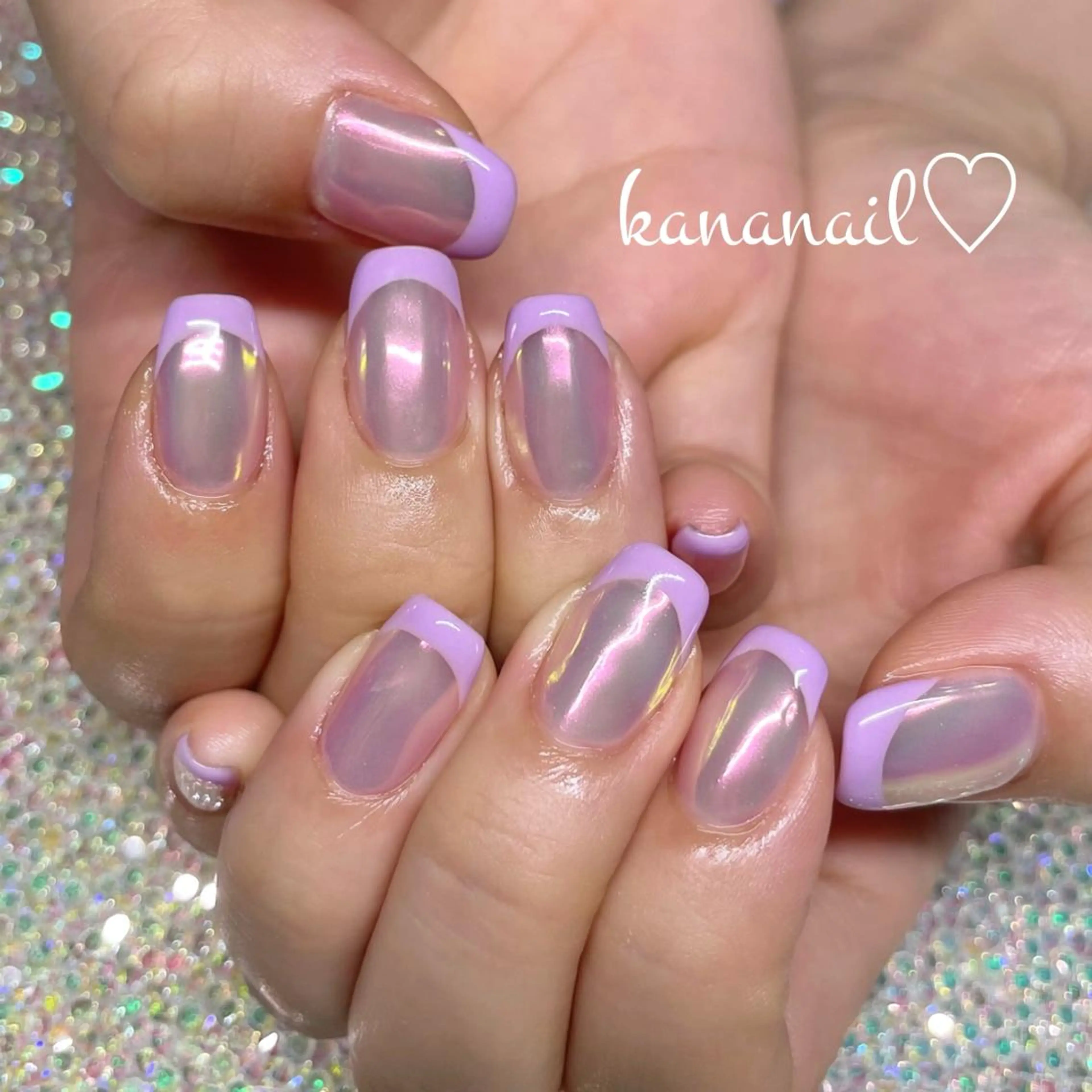 ネイル オーロラネイル 成人式 入学式 フレンチネイル ジェルネイル kananail ♡のネイルデザイン