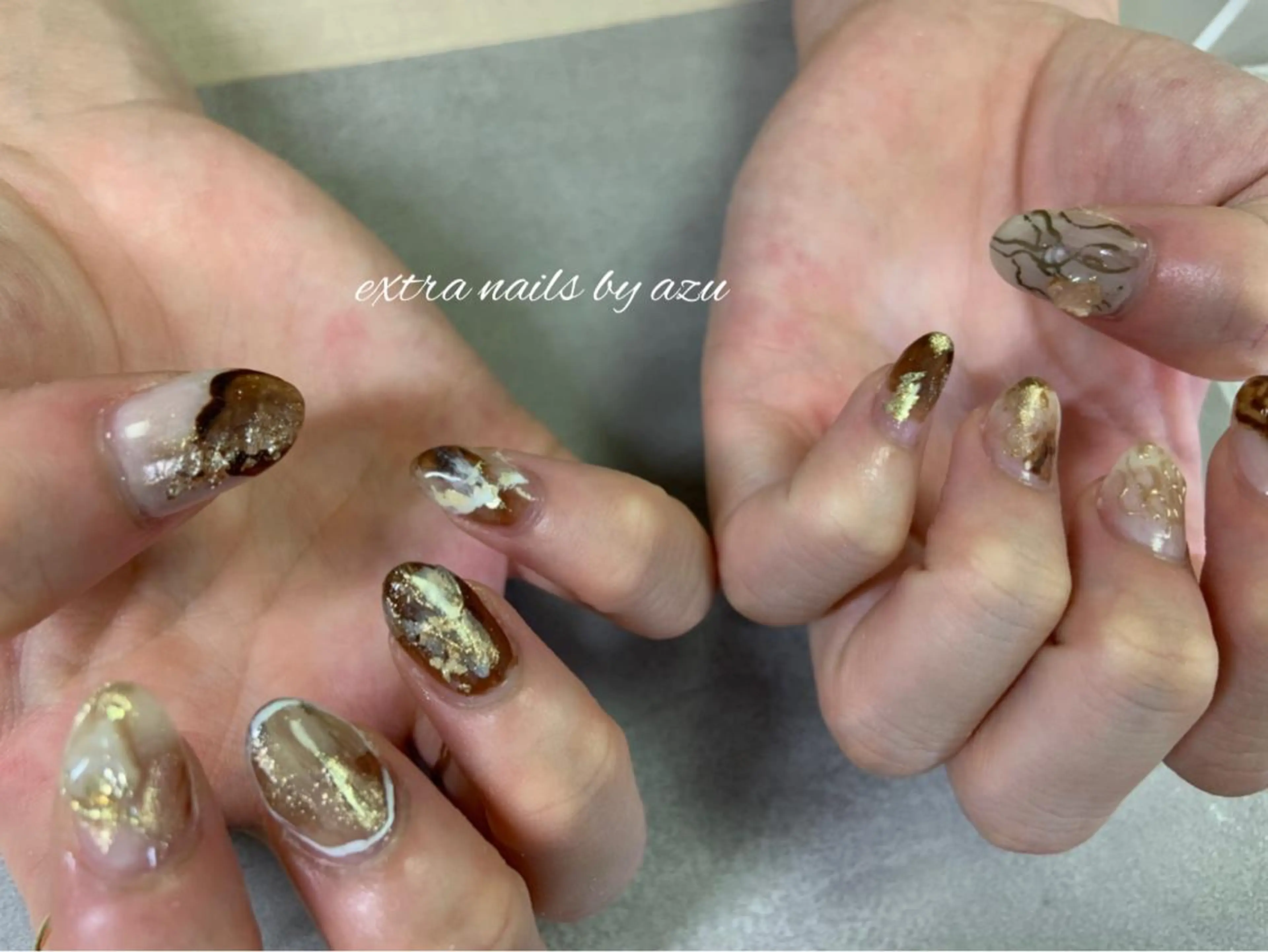 ネイル アートネイル 持ち込み ニュアンスネイル ハンドネイル extranails ／lemellaのネイルデザイン