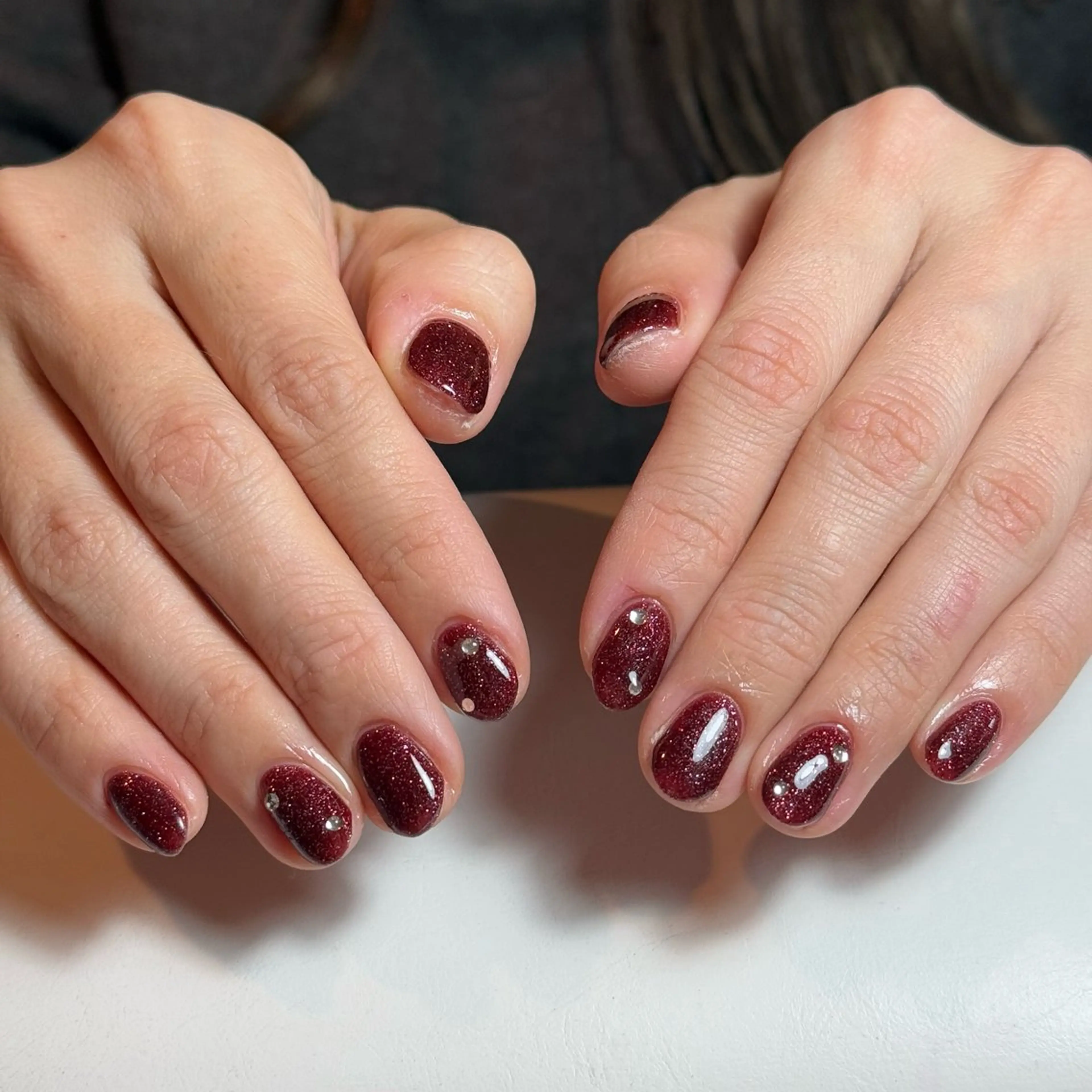 ネイル チークネイル フレンチネイル グラデーション キラキラネイル 韓国ネイル ハンドネイル Risa_ Nailのネイルデザイン