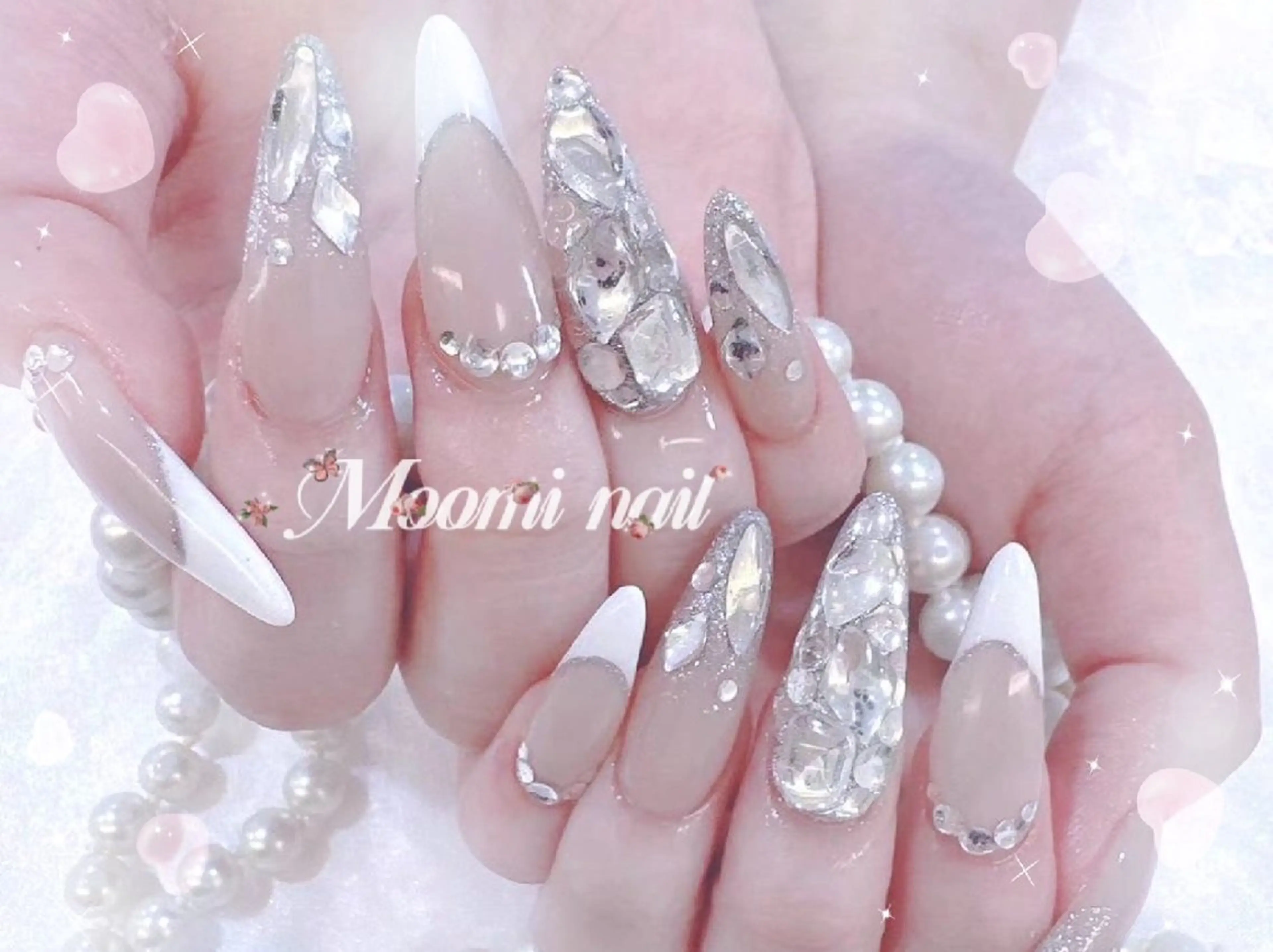 ネイル アートネイル 成人式 長さ出し フットネイル フレンチネイル moomi nail スカルプ専門のネイルデザイン