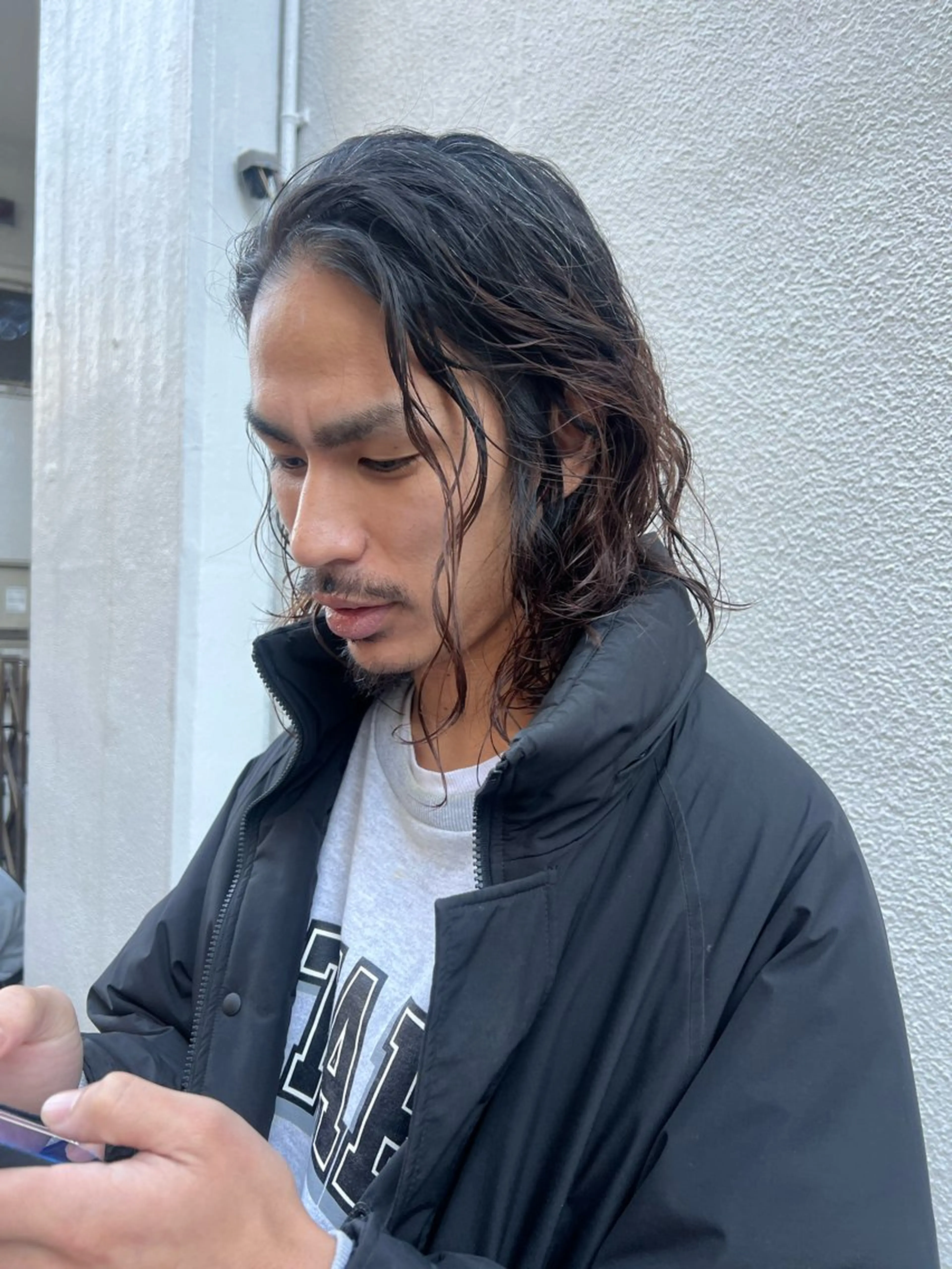 ミディアム パーマ メンズ カット パーマ 宮永 智香のヘアスタイル