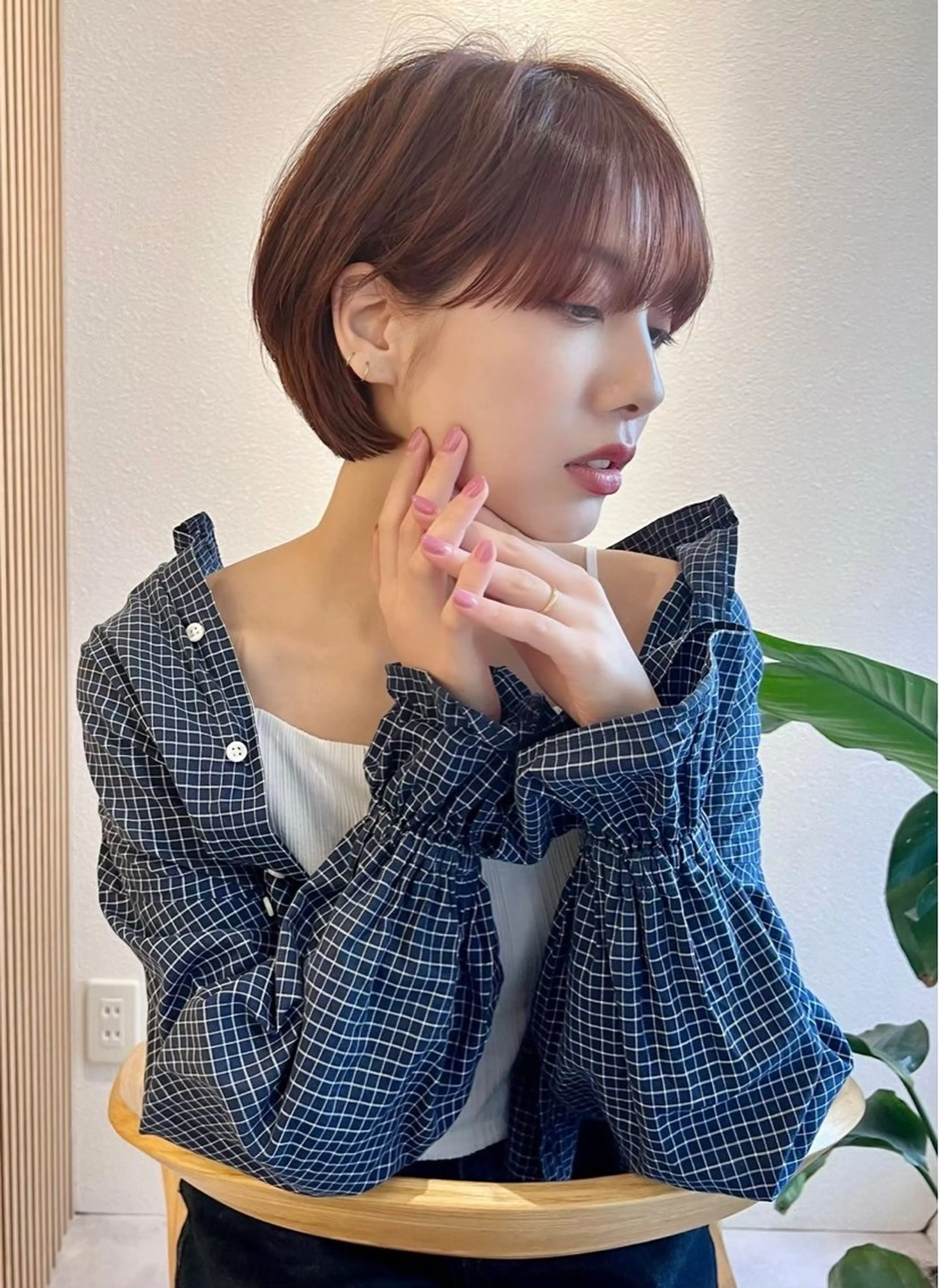 ショート レイヤー/暖色カラー /パーマ/落合 歩夢のヘアスタイル