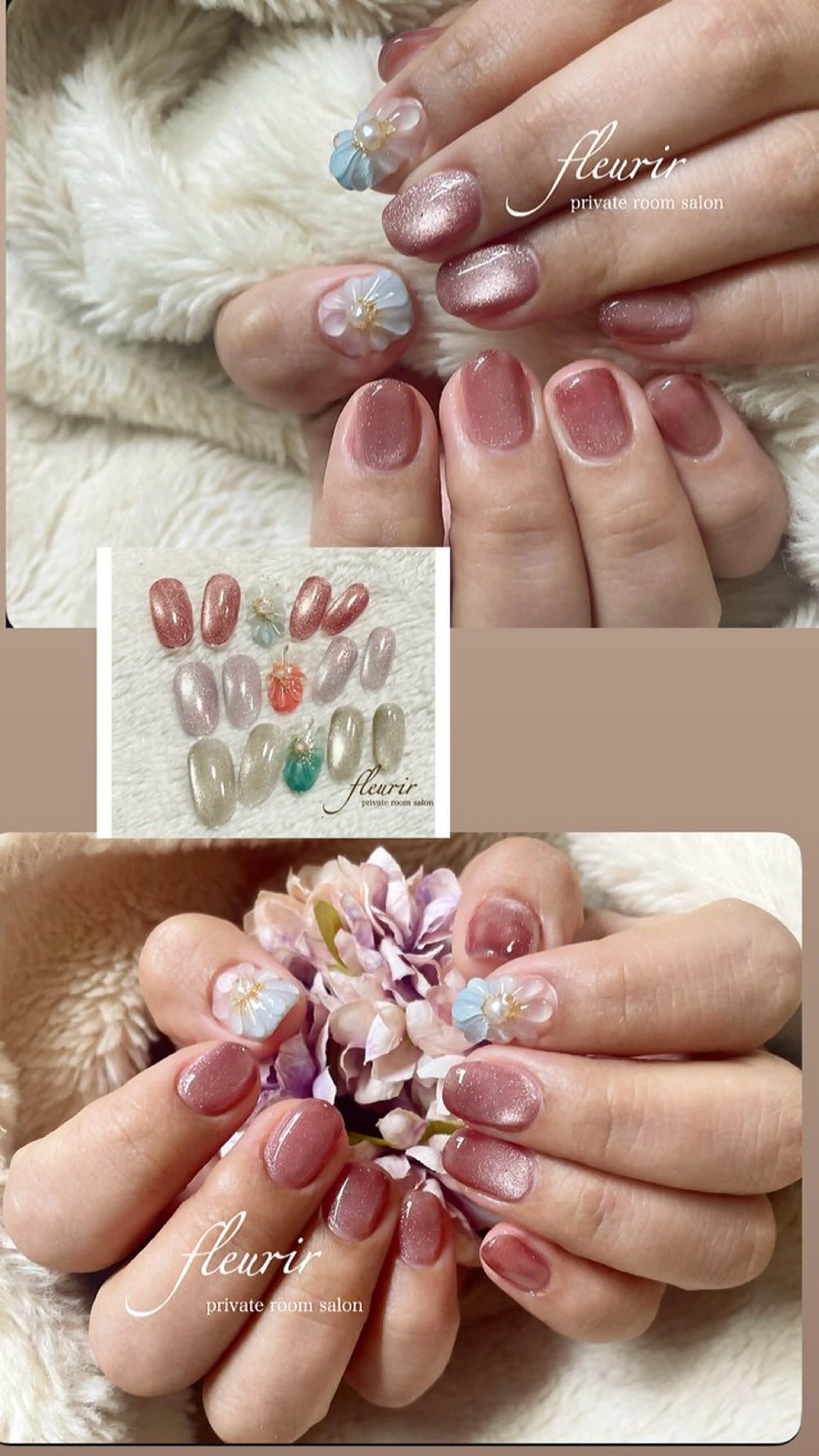 ネイル クリアネイル 春ネイル ハンドネイル フルリール 【プライベートサロンのネイルデザイン