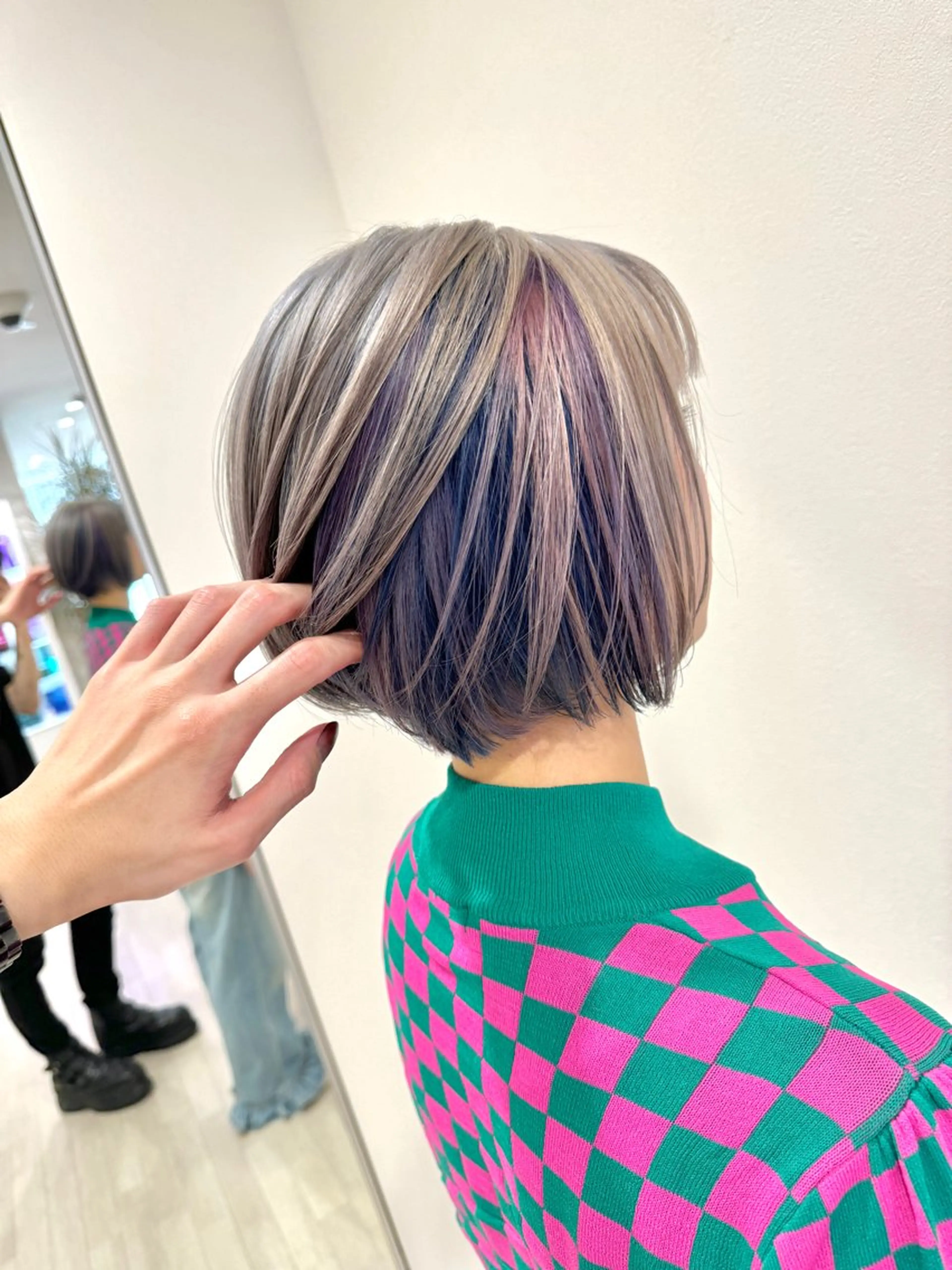 ショート カラー ヘアカラー 雅/ダブルカラー/ 白髪ぼかしハイライトのヘアスタイル