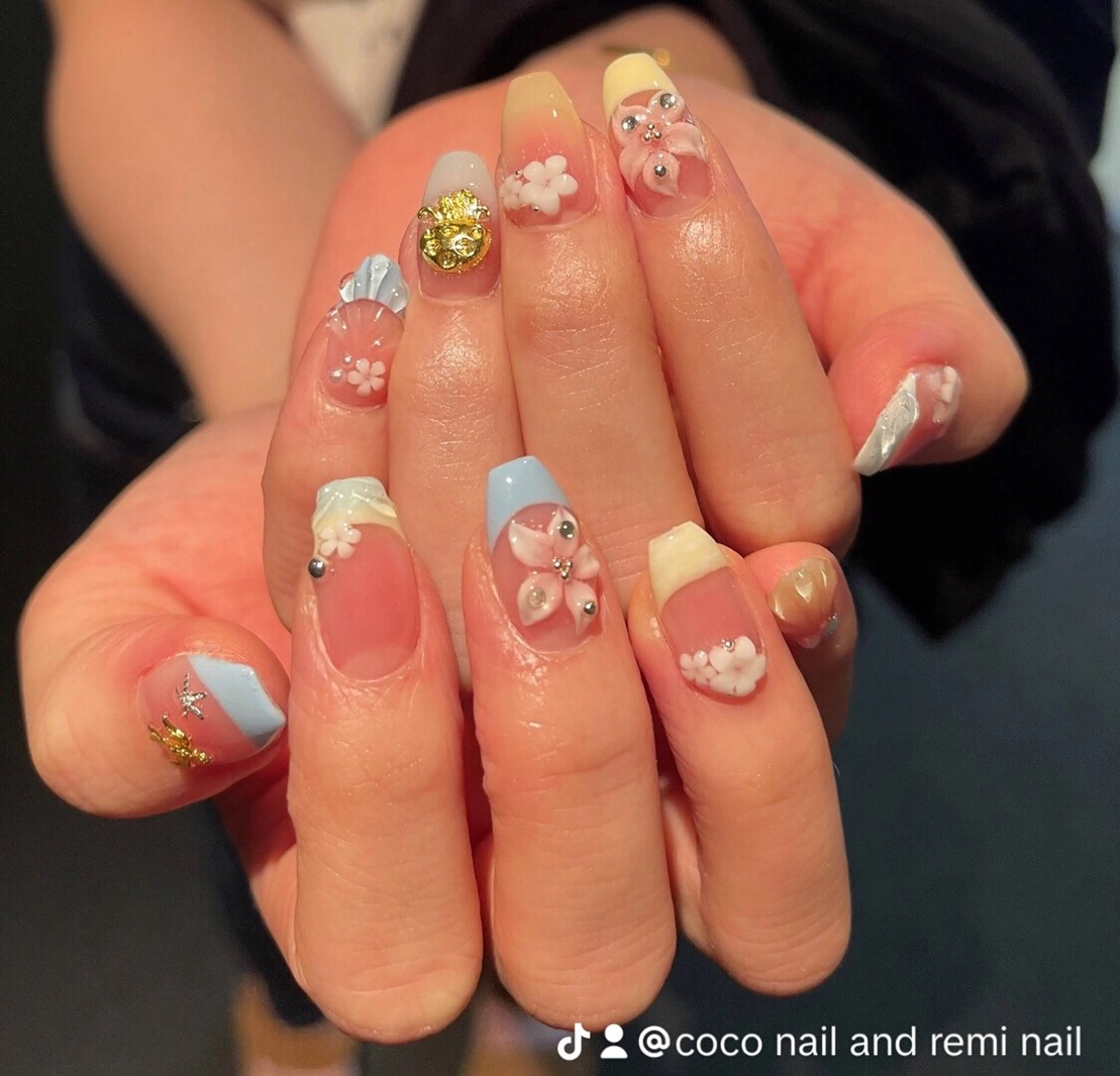 ネイル 長さ出し フレンチネイル 韓国ネイル レース マグネットネイル ハンドネイル 高橋 ユキのネイルデザイン