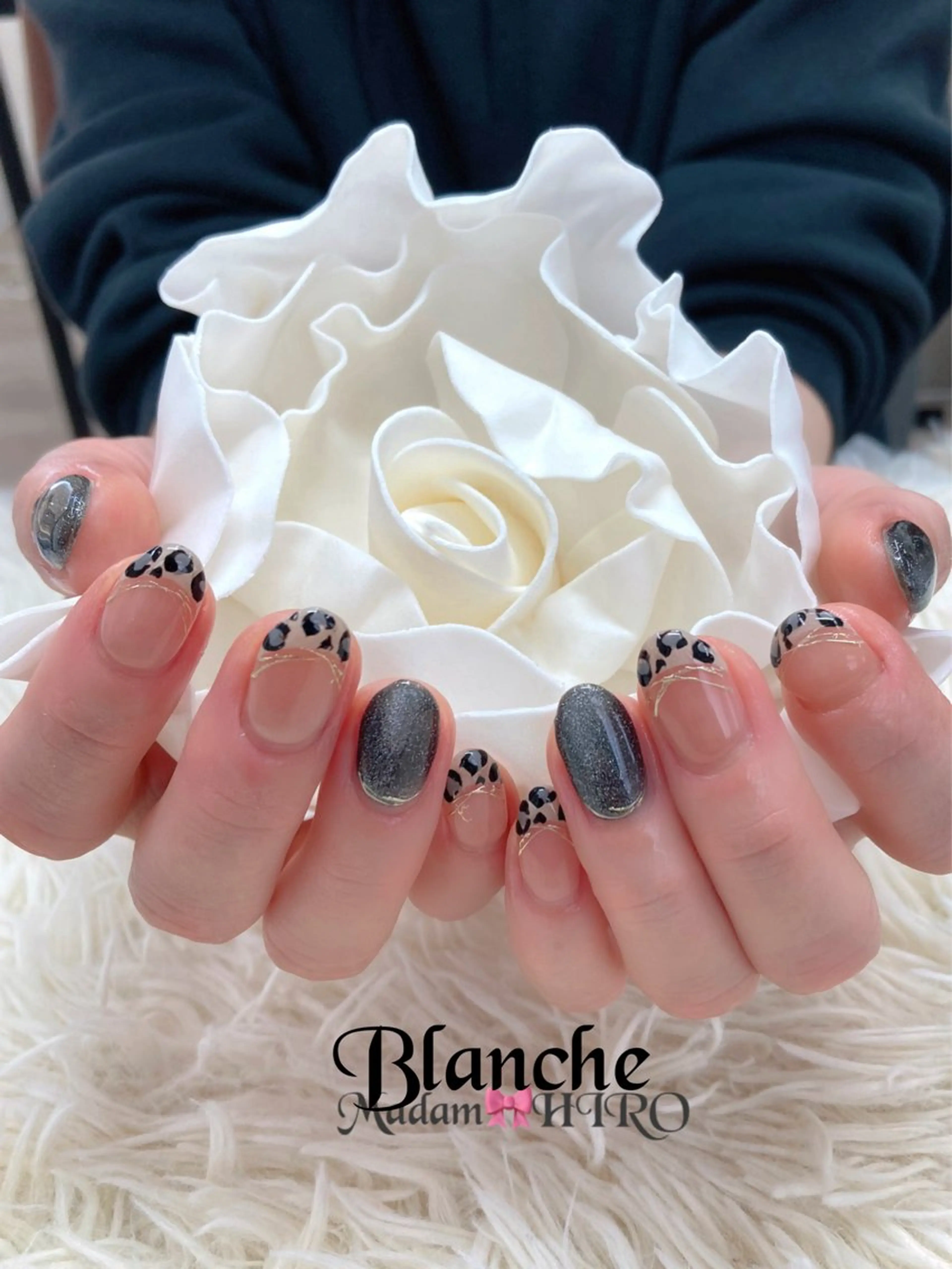 ネイル アニマル柄 フレンチネイル Lianネイル 寛子Lianのネイルデザイン