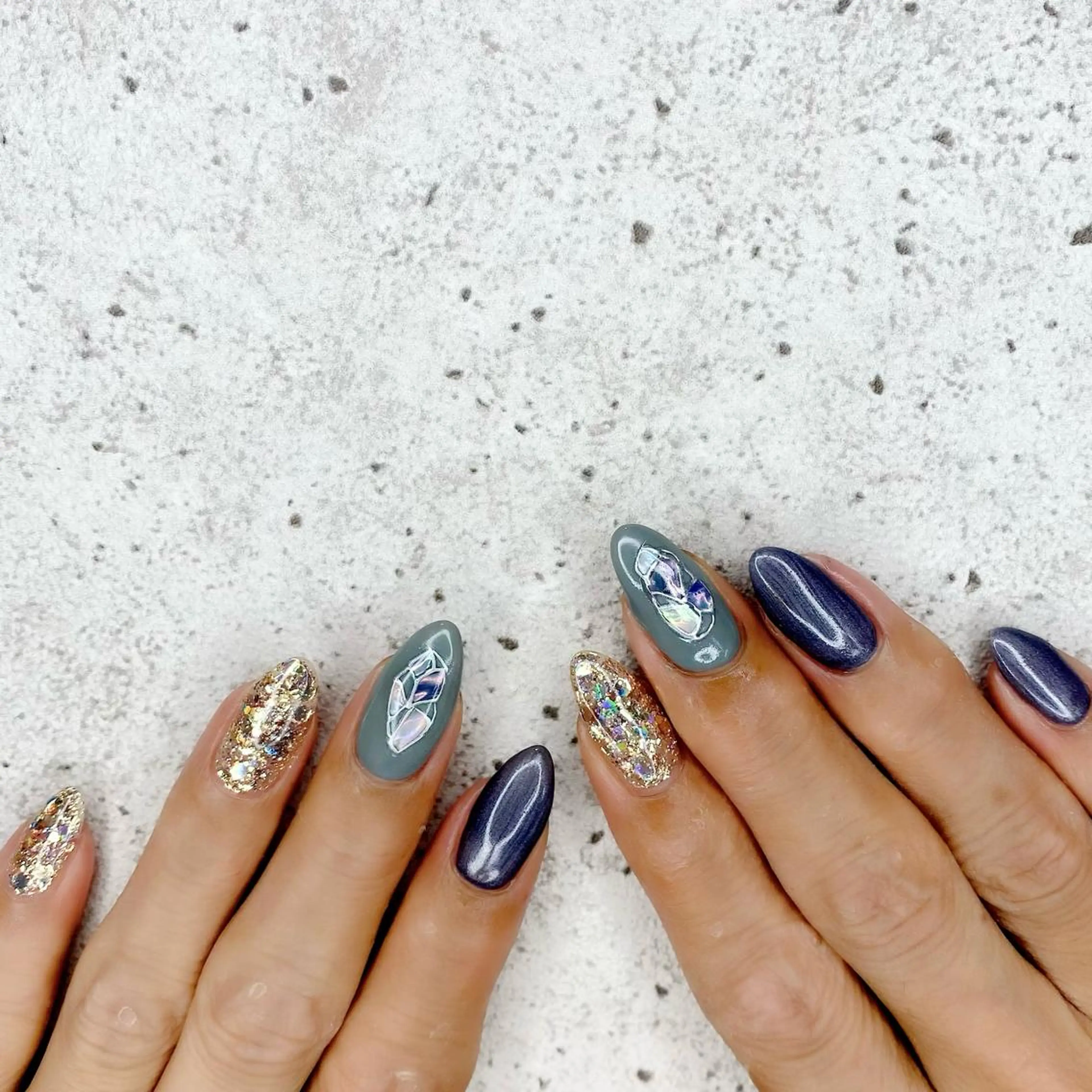 ロング カラー パーマ ヘアアレンジ メンズ キッズ ネイル マツエク・マツパ ネイビーカラー ネイビー ハンドネイル Salon Ｋのネイルデザイン