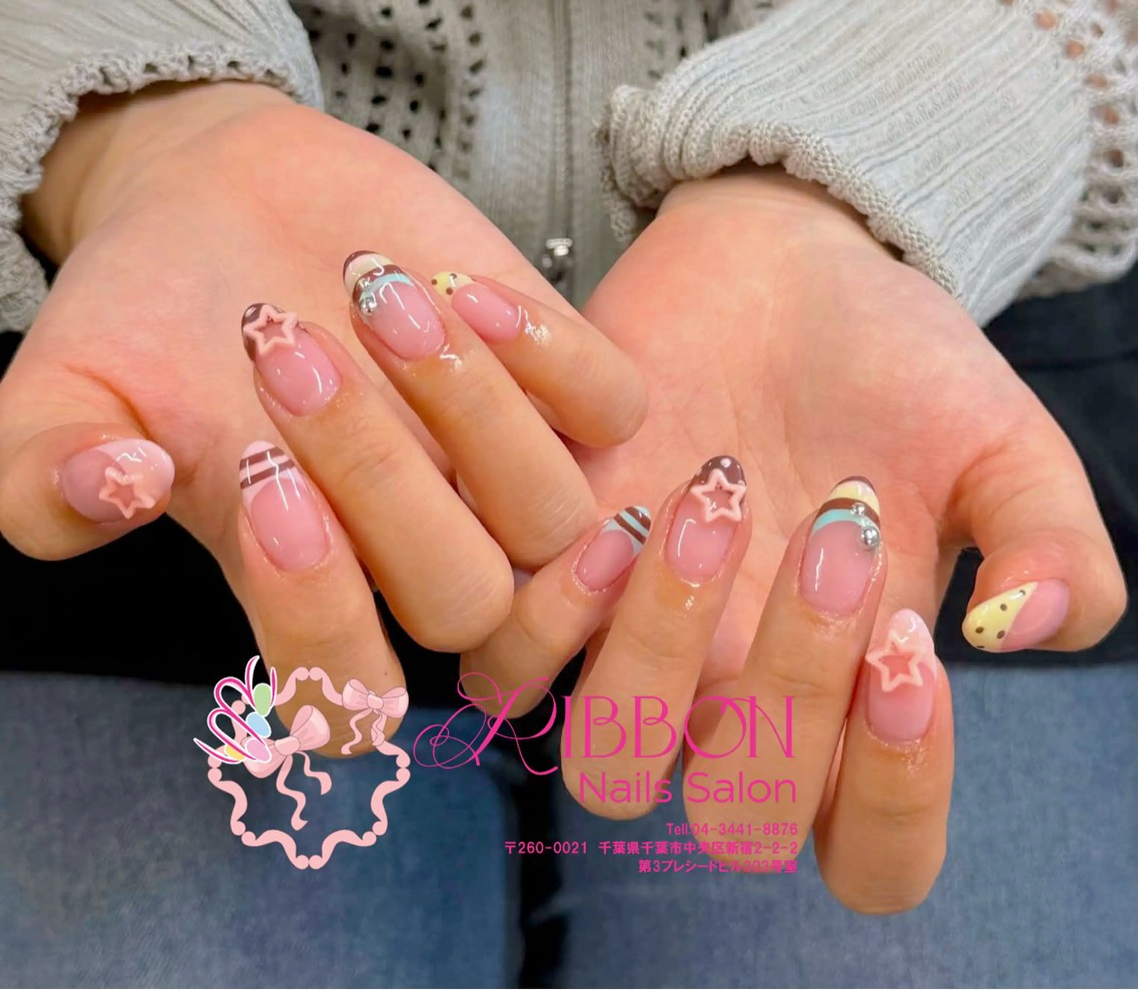 ネイル フレンチネイル ジェルネイル マグネットネイル 持ち込み ニュアンスネイル ハンドネイル Ribbonnail salonのネイルデザイン