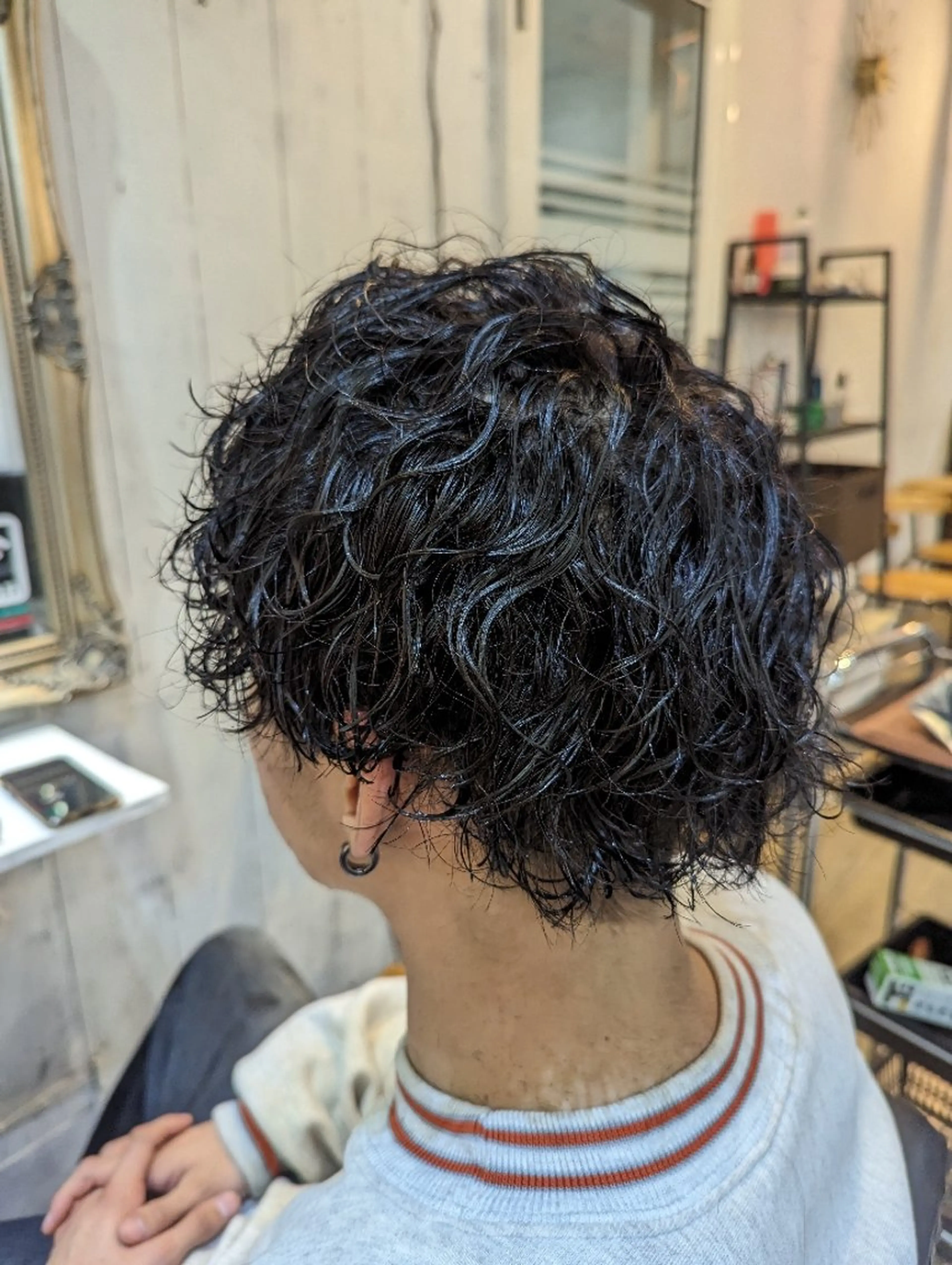 ミディアム パーマ メンズ カット パーマ bathair  所属・bathair 持田侑祐のヘアスタイル