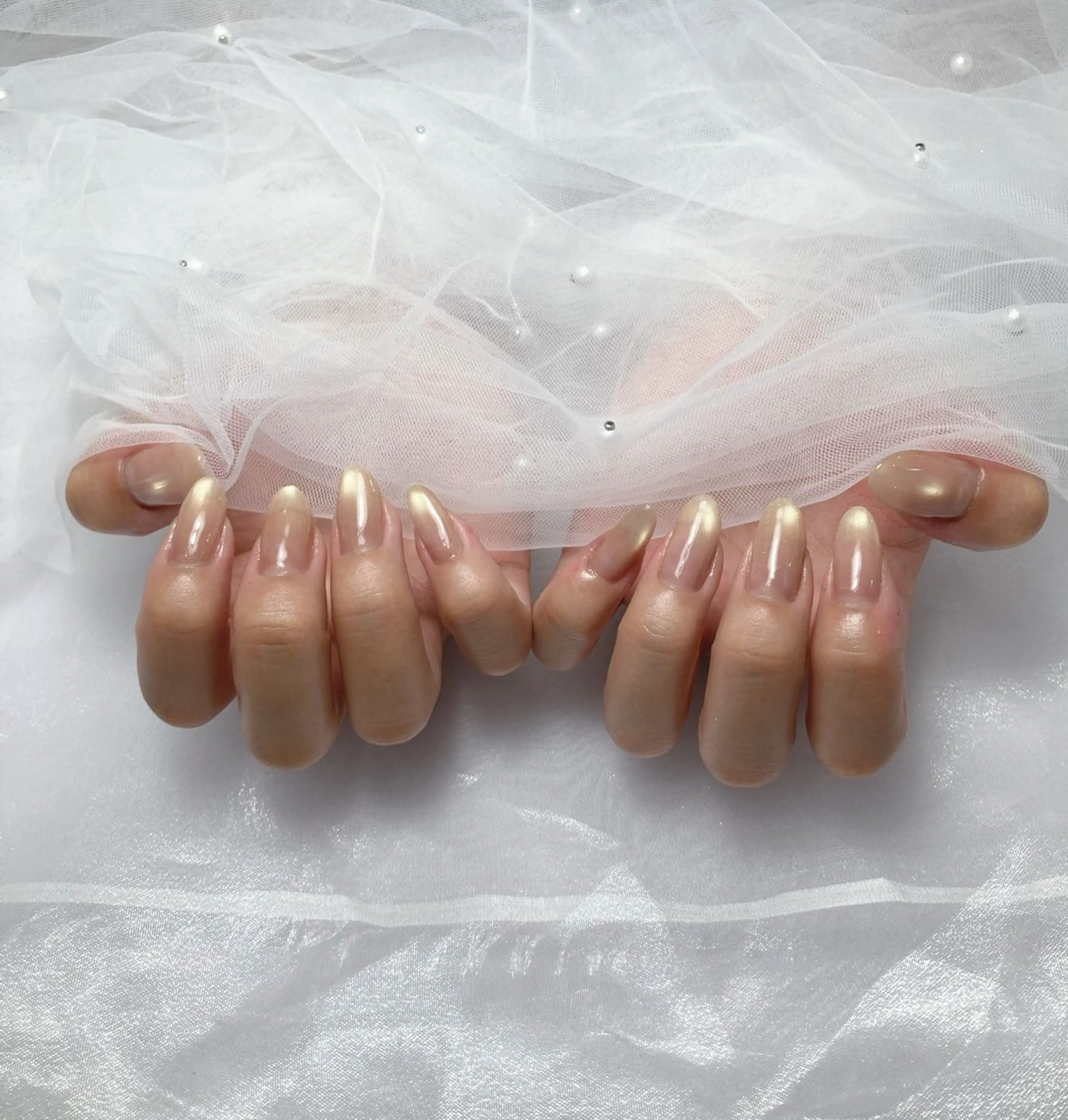 ネイル ブラウン マグネットネイル オレンジ ハンドネイル eggplant所属・eggplant レイカのネイルデザイン