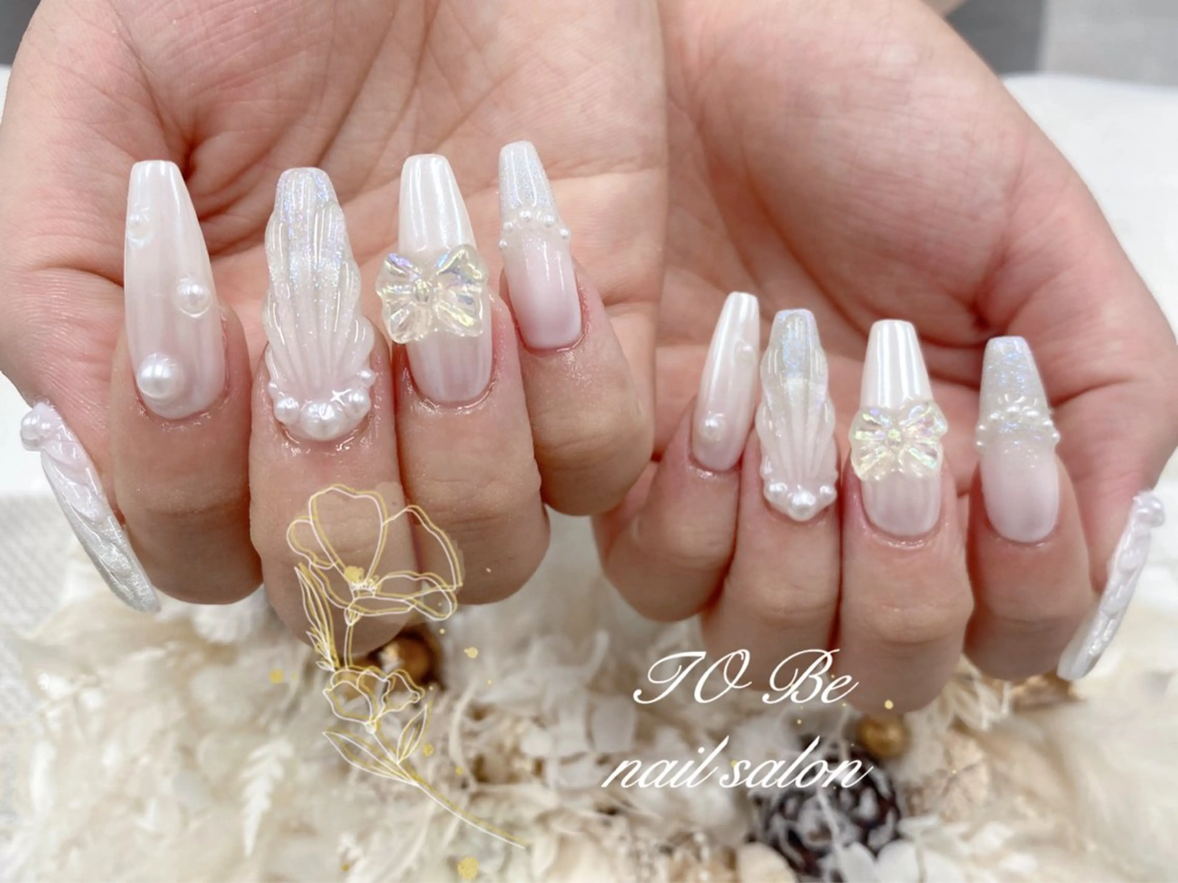 ロング ハンドネイル Nail Salon To Be珈月のネイルデザイン