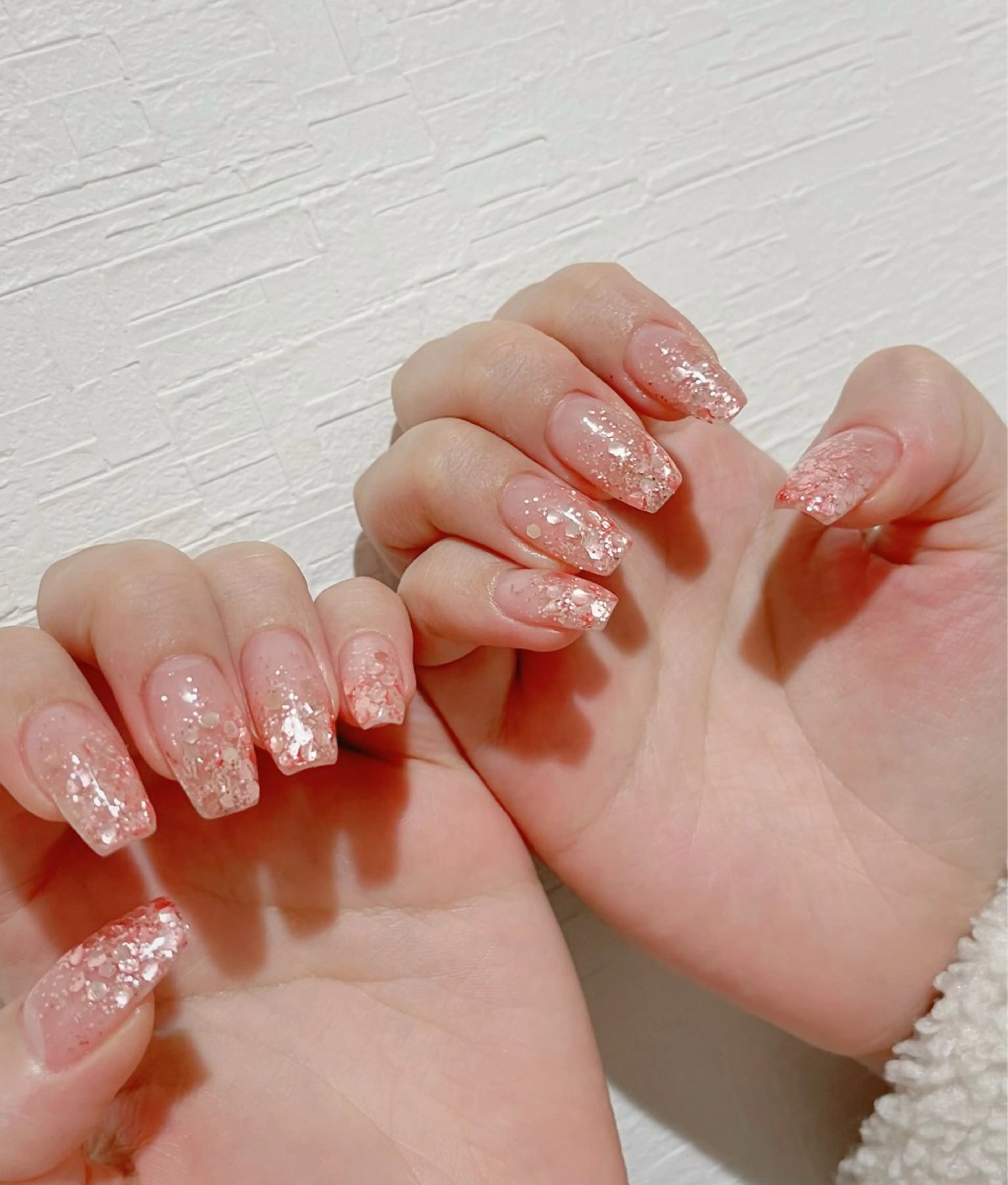 ネイル オーロラネイル 長さ出し フットネイル 韓国ネイル ラメ(グリッター) 👍thumbs up nail👍のネイルデザイン