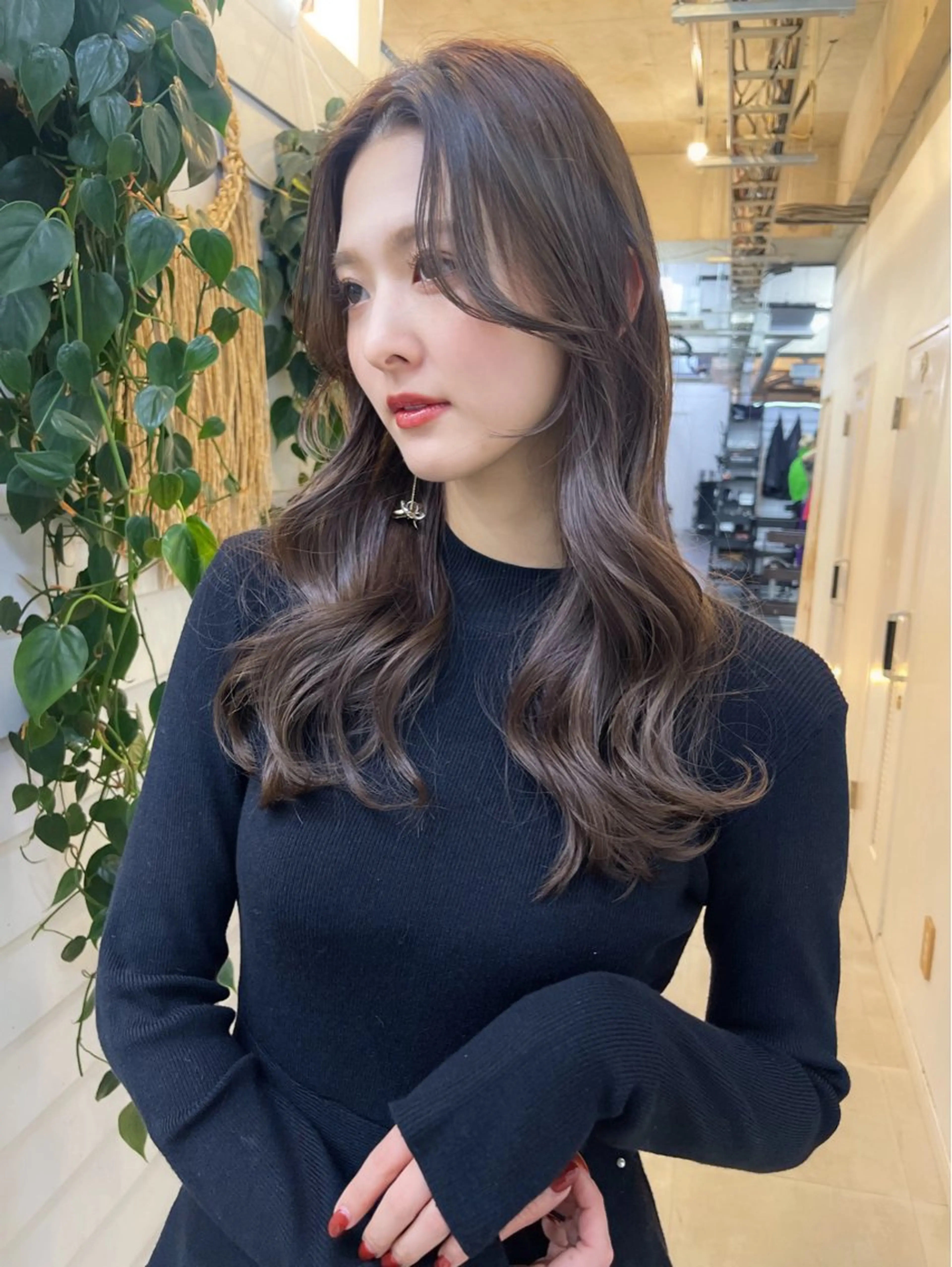 セミロング カラー グレージュ レイヤーカット カット ヘアカラー トリートメント AiM 大名　似合わせカットのヘアスタイル