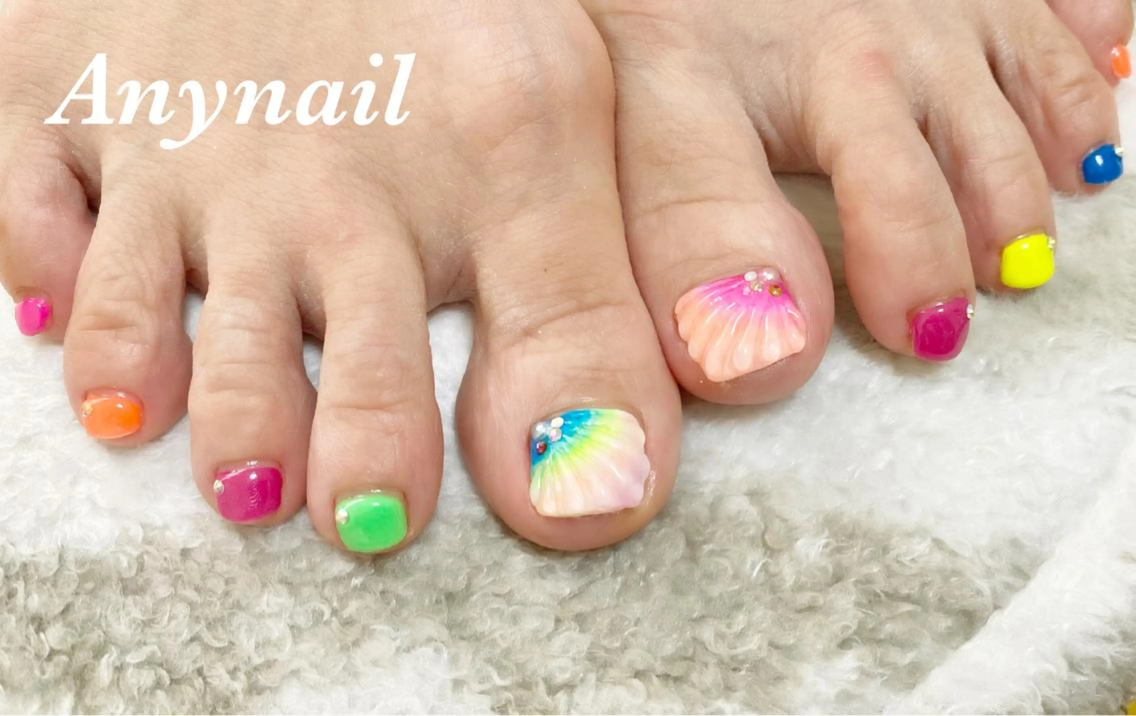 ネイル ブルー フットネイル 夏ネイル フットネイル 岩澤 恵子のネイルデザイン