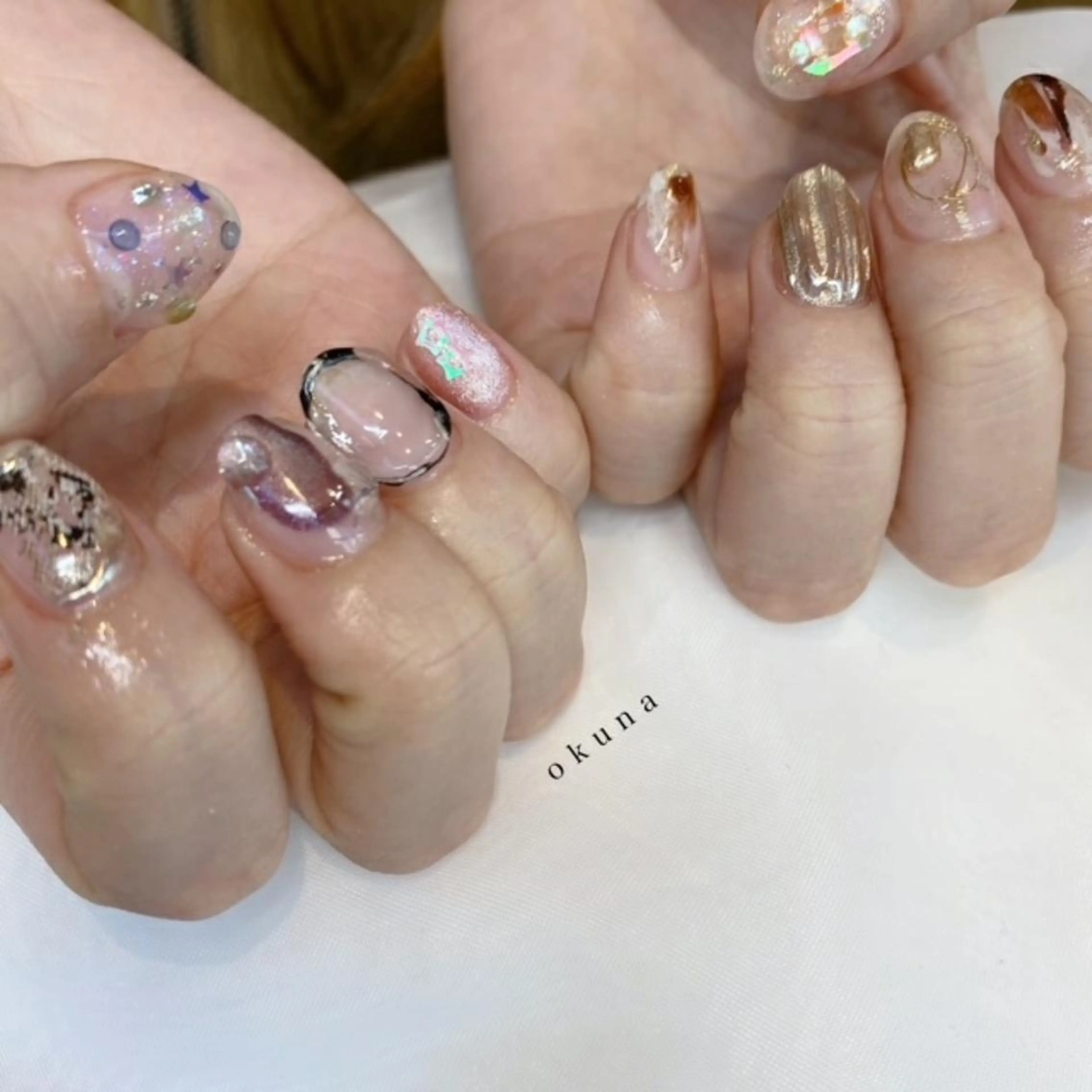 ネイル マグネットネイル ミラーネイル ニュアンスネイル パンチャパンチャ ネイルサロンのネイルデザイン