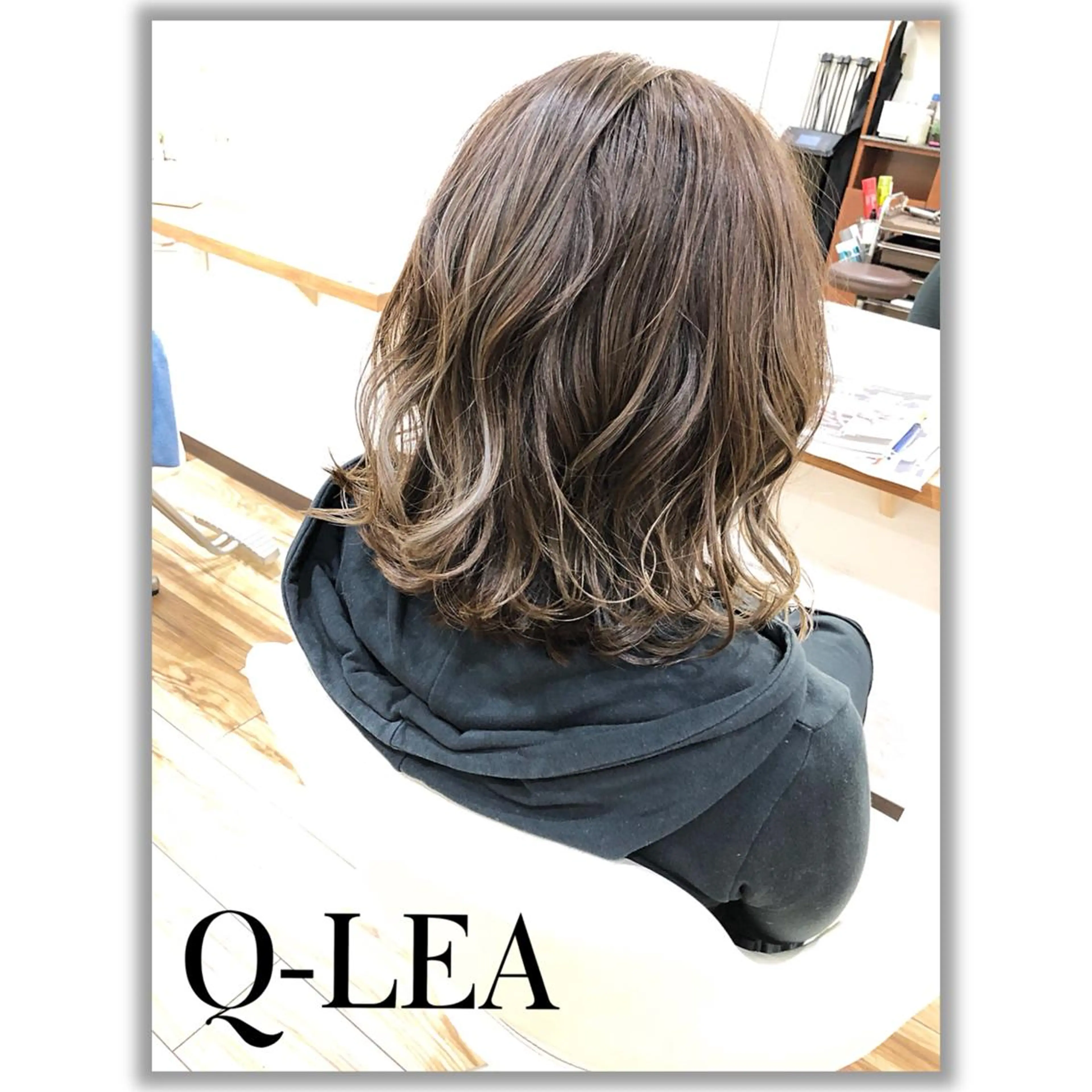 ミディアム カラー 透明感カラー グレージュ ハイライトカラー ハイライト Q-LEA 四条大宮 クリアのマツエク・マツパデザイン