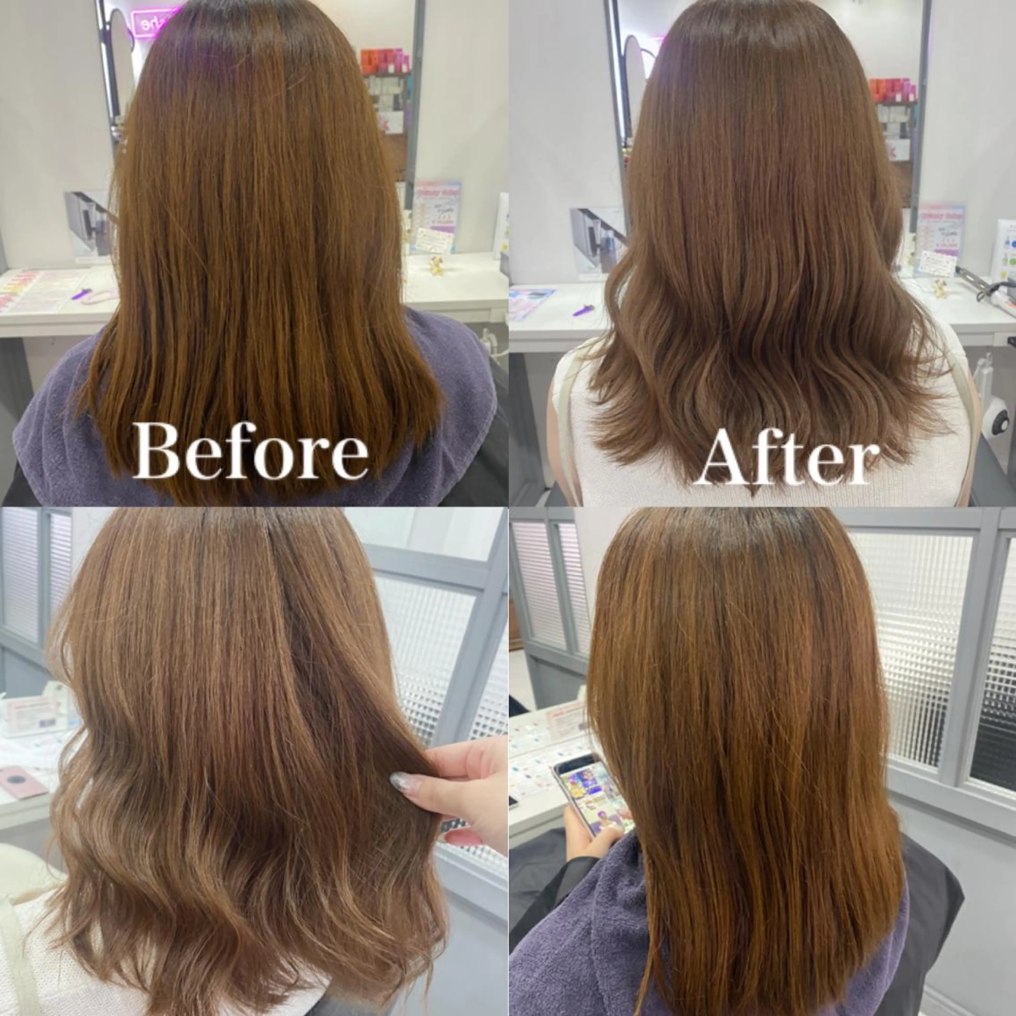 ミディアム カラー ベージュカラー ヘアカラー トリートメント 髪質改善×矯正🫧 韓国ヘアasamiのヘアスタイル