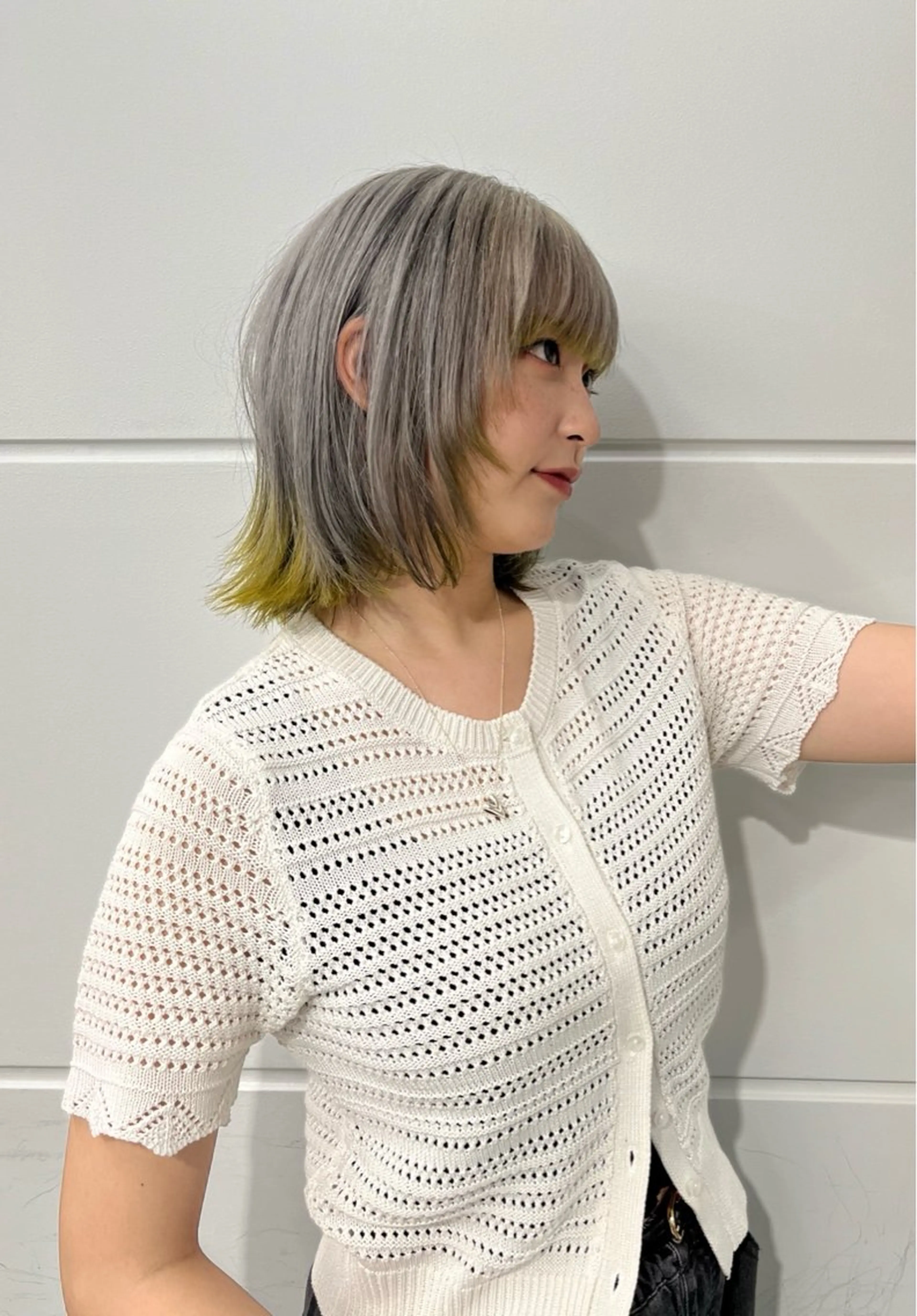 ミディアム カラー ボブレイヤー デザインカラー ボブ レイヤーカット 縮毛矯正/ハイトーン /パーマ/せき🧸のヘアスタイル