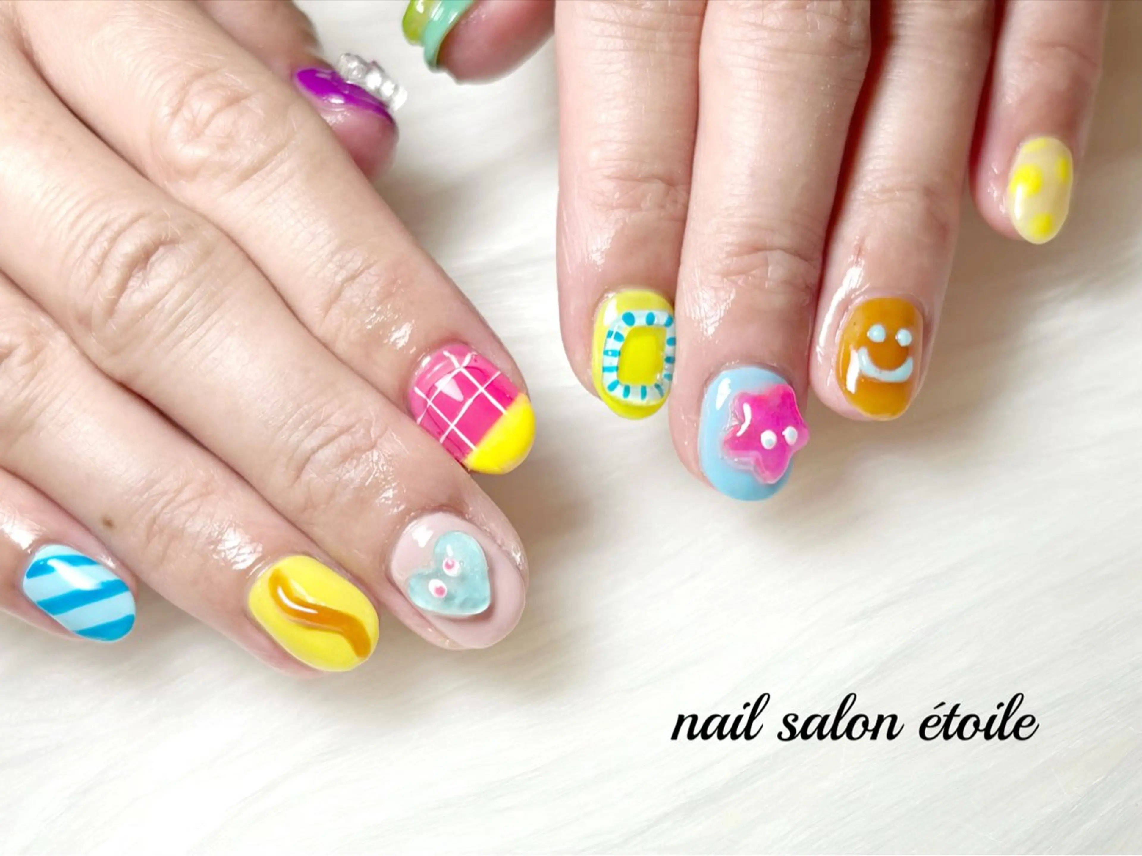 ネイル ハート ぷっくりネイル ハンドネイル nail salon étoileのネイルデザイン