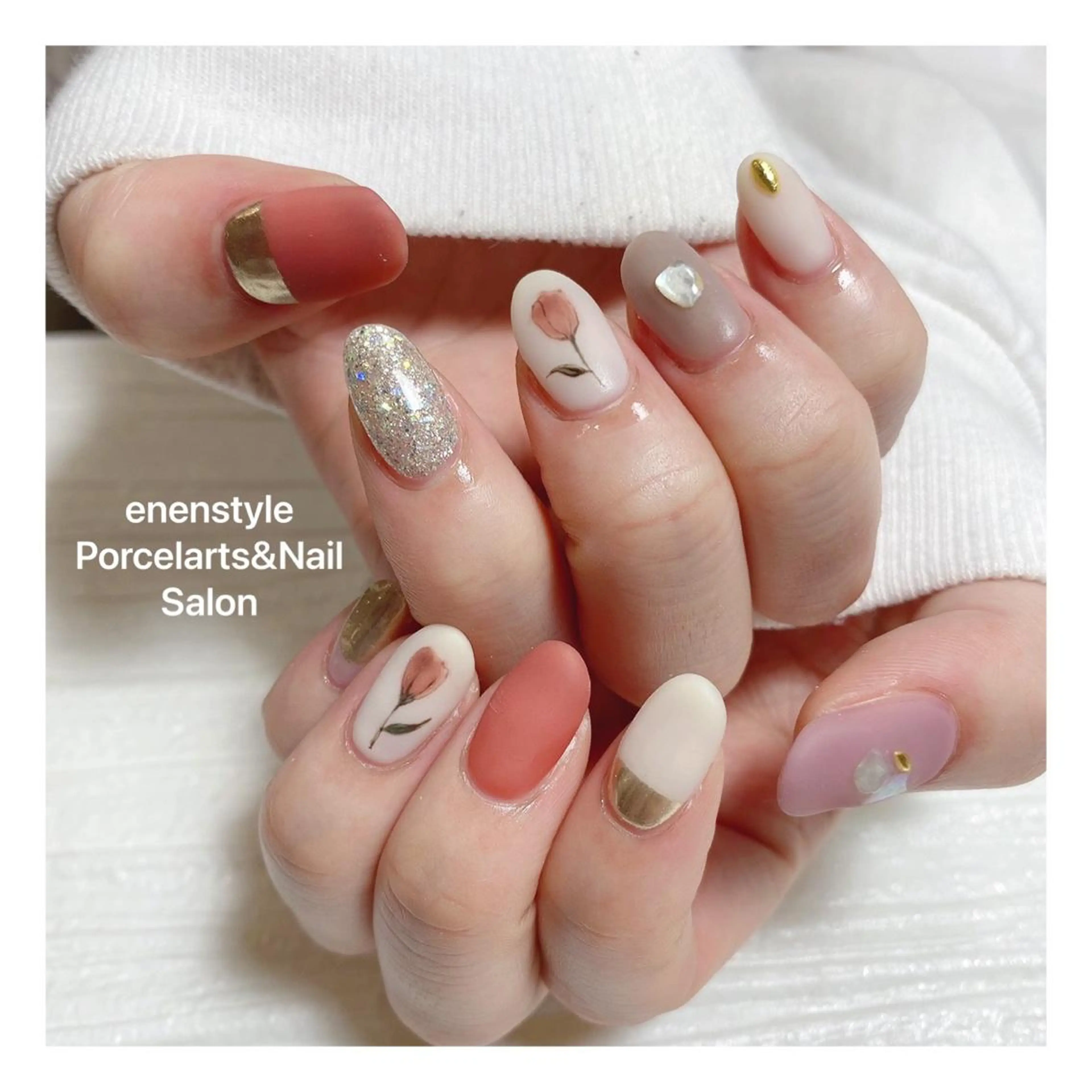 ミディアム ネイル ハンドネイル 👑enen style👑のネイルデザイン