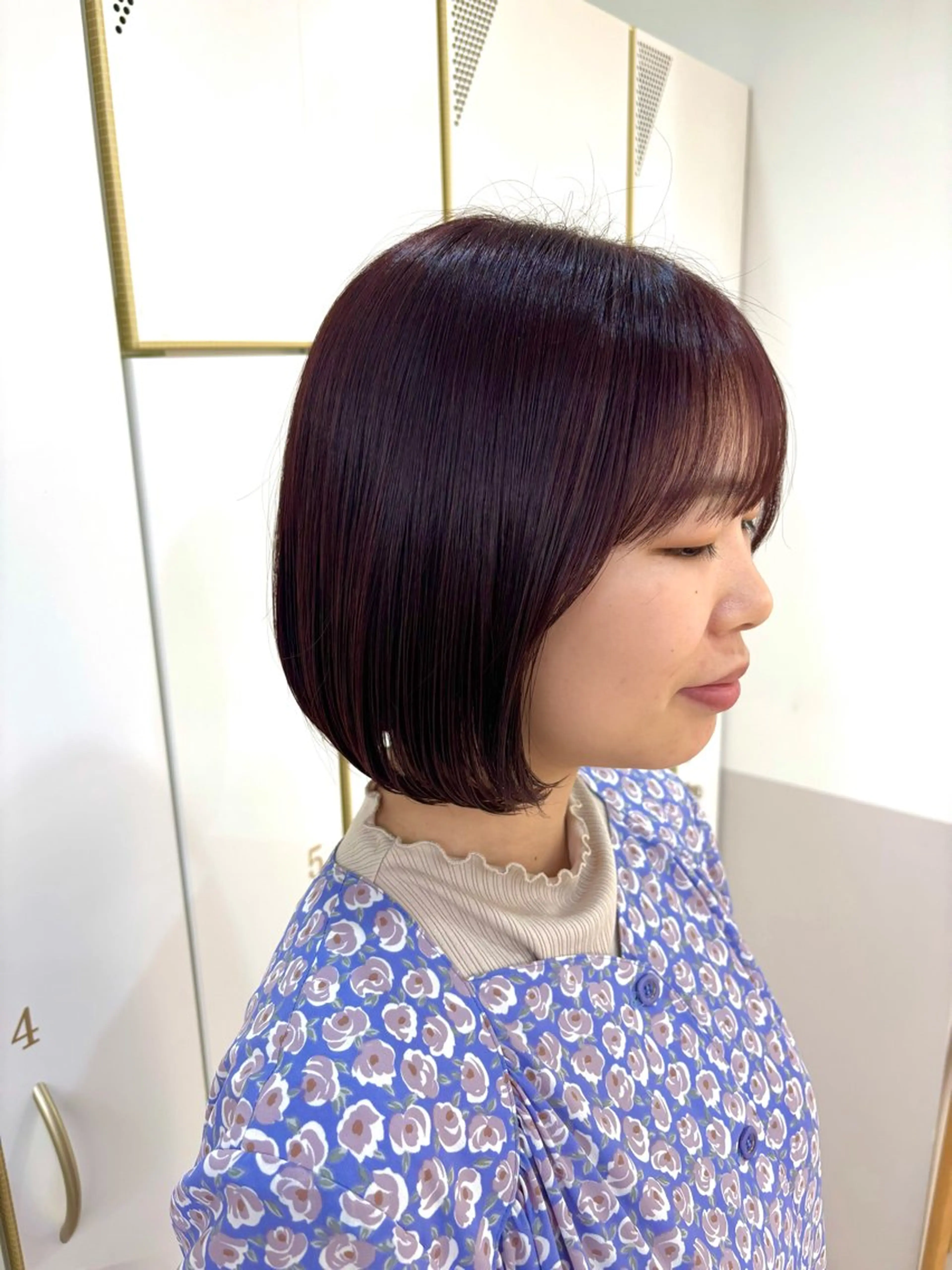 ショート カット ヘアカラー トリートメント 🎀クロスパーマ／ ボブ🎀MOMONAのヘアスタイル