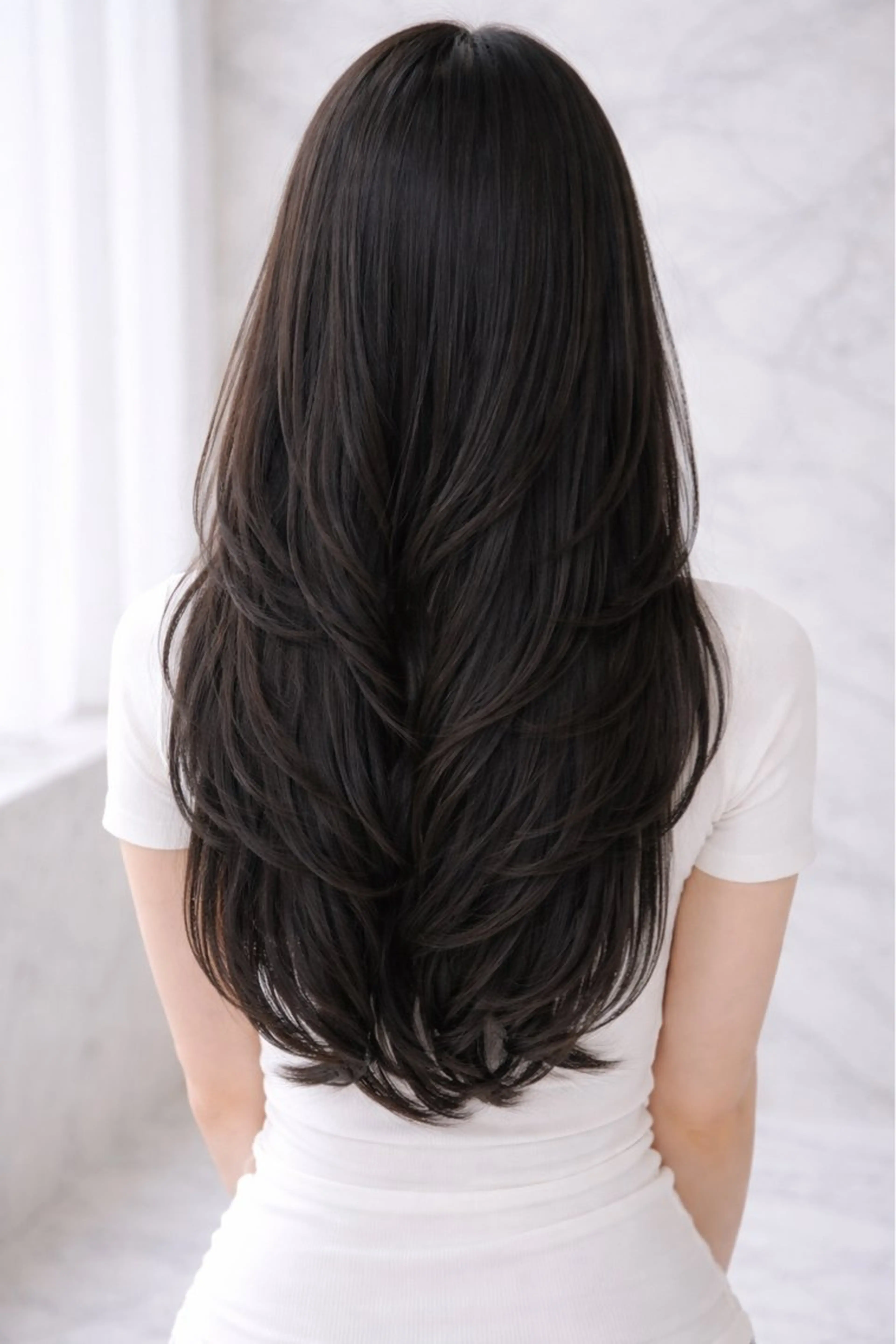 セミロング レイヤーカット ワンホン韓国風レイヤ ー/表参道/みづきのヘアスタイル