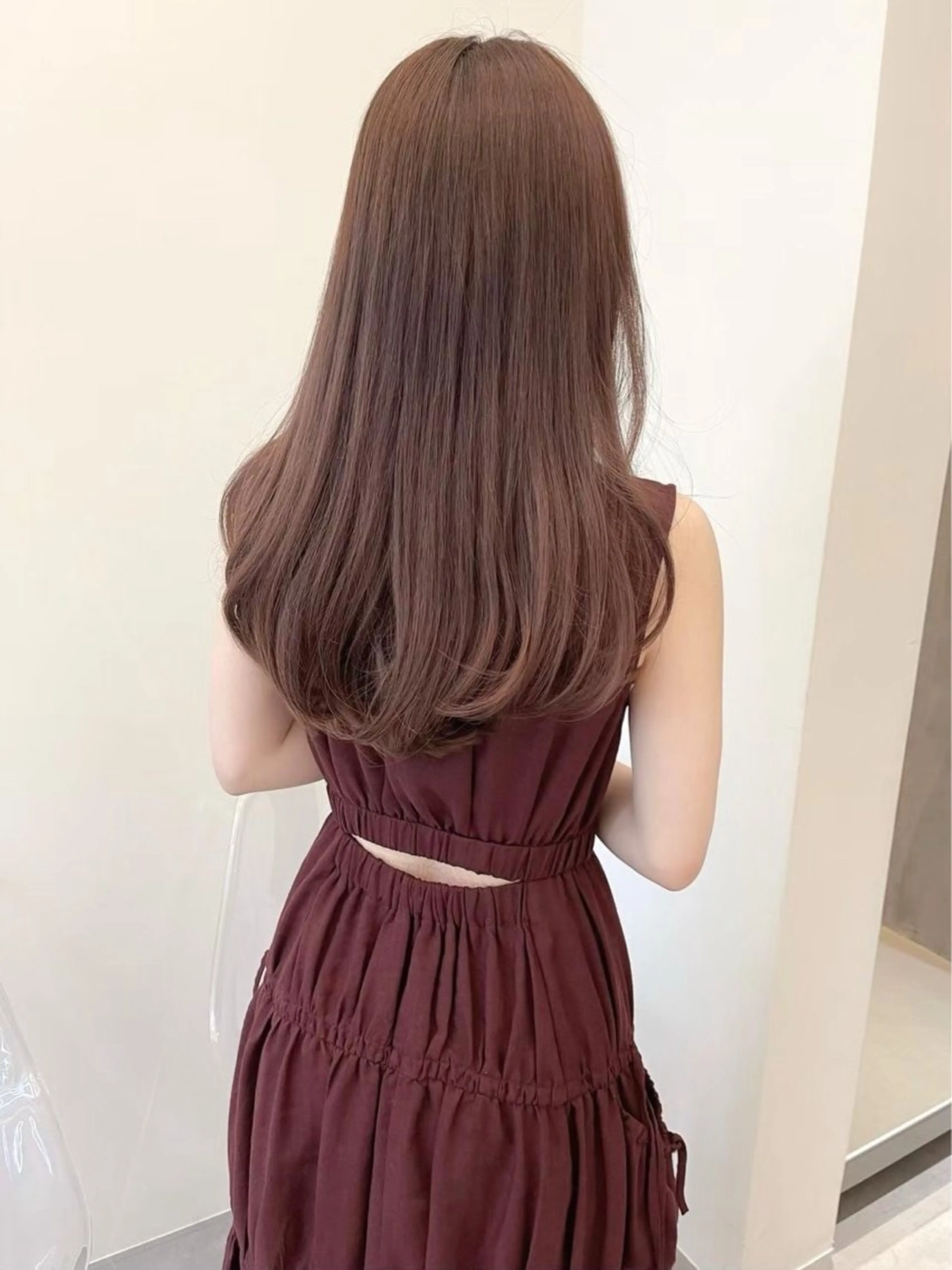 ロング カラー ブラウンカラー ピンクカラー ピンクブラウン カット ヘアカラー トリートメント nok所属・レイヤー/ベージュ/ どますず🌺のヘアスタイル