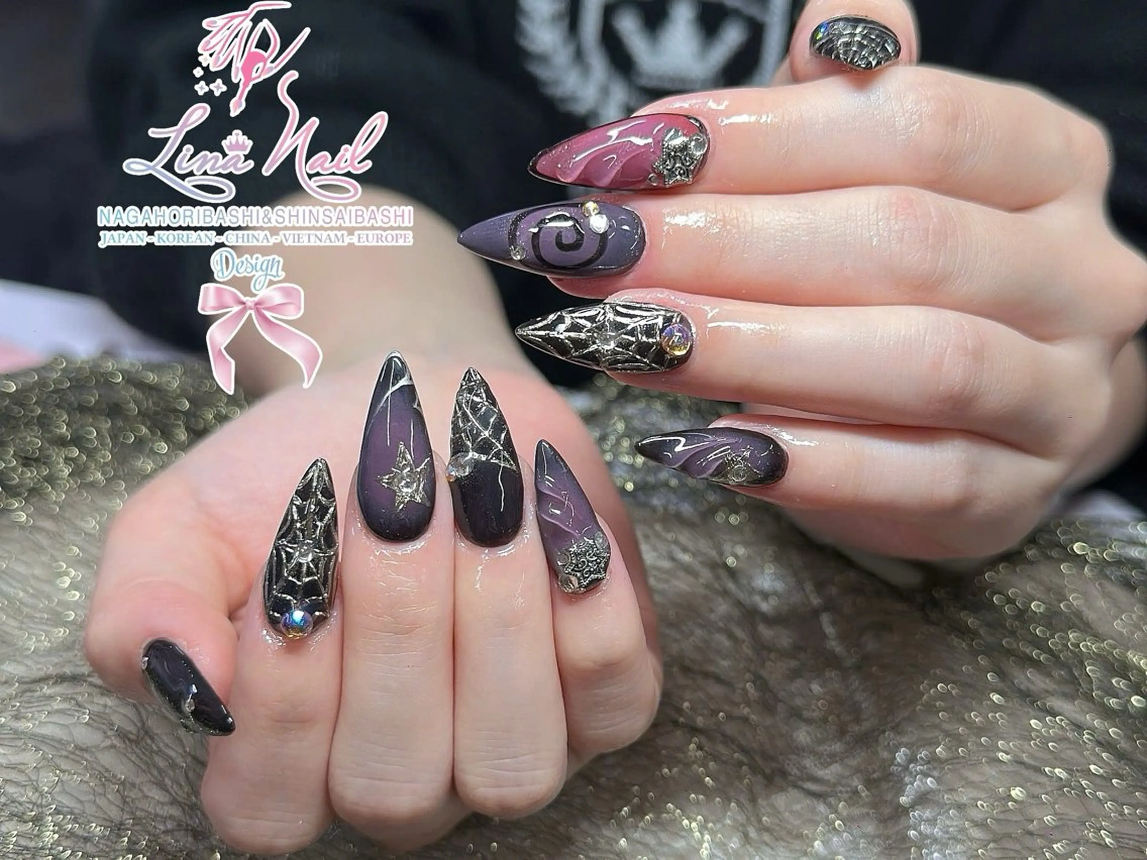 ミディアム 韓国風ヘア クリスマス ハンドネイル 79Linanailnamba所属・Linanail Nambaのネイルデザイン