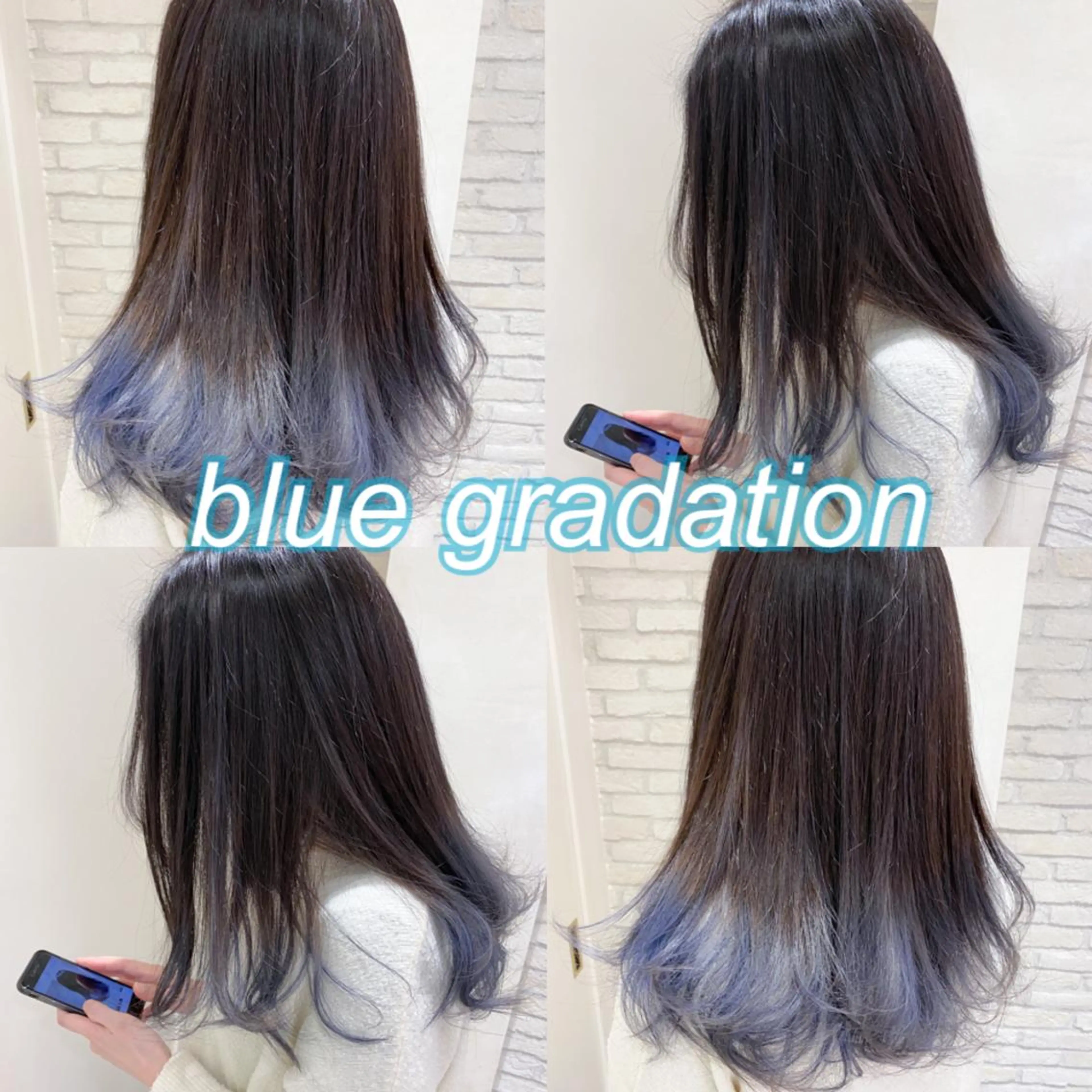 ミディアム カラー ブリーチ ブルーカラー 横浜🍒ルーツカラー エクステ／RIEのヘアスタイル