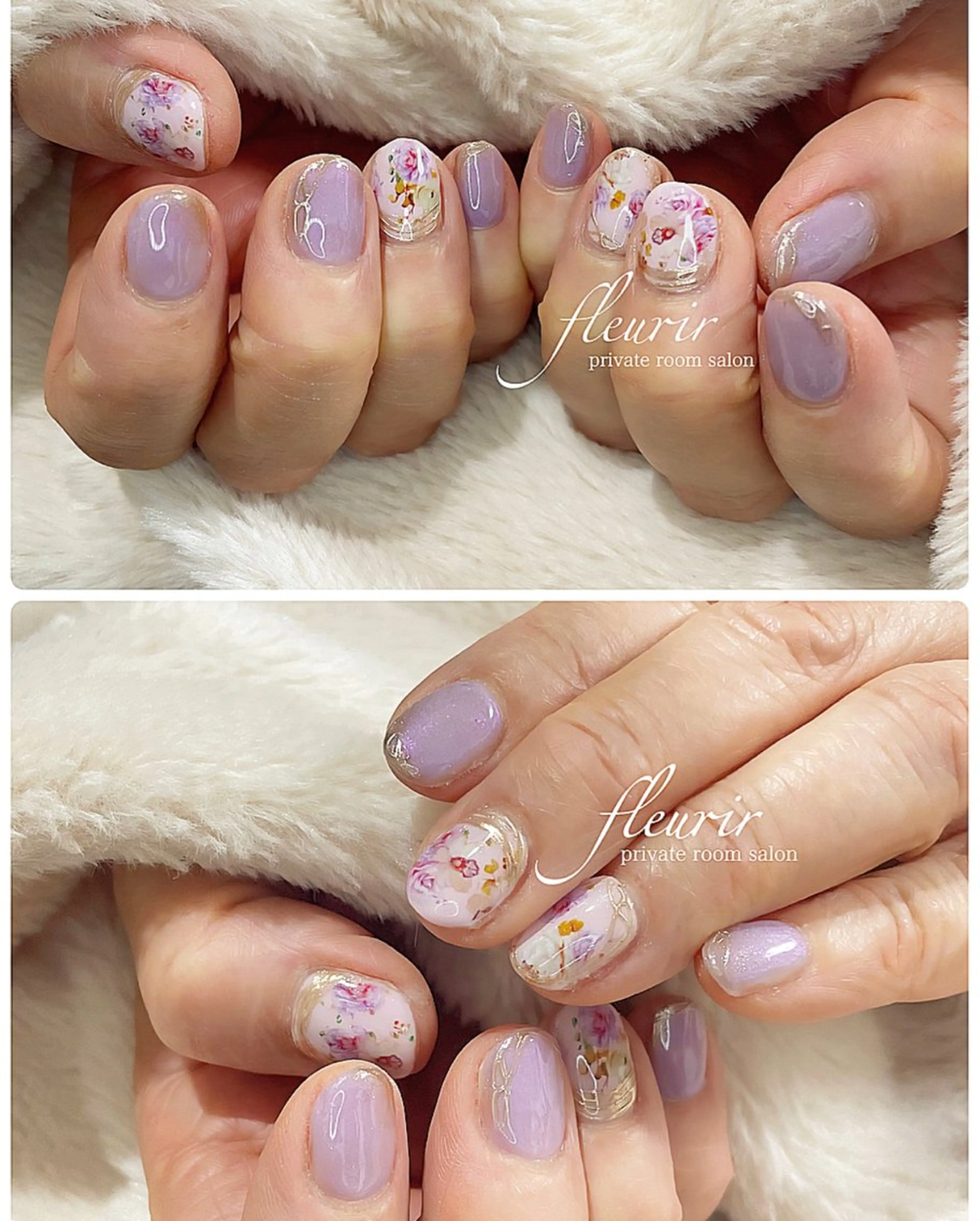 ネイル アートネイル フラワーネイル ゴールド ミラーネイル ワンカラーネイル フルリール 【プライベートサロンのネイルデザイン