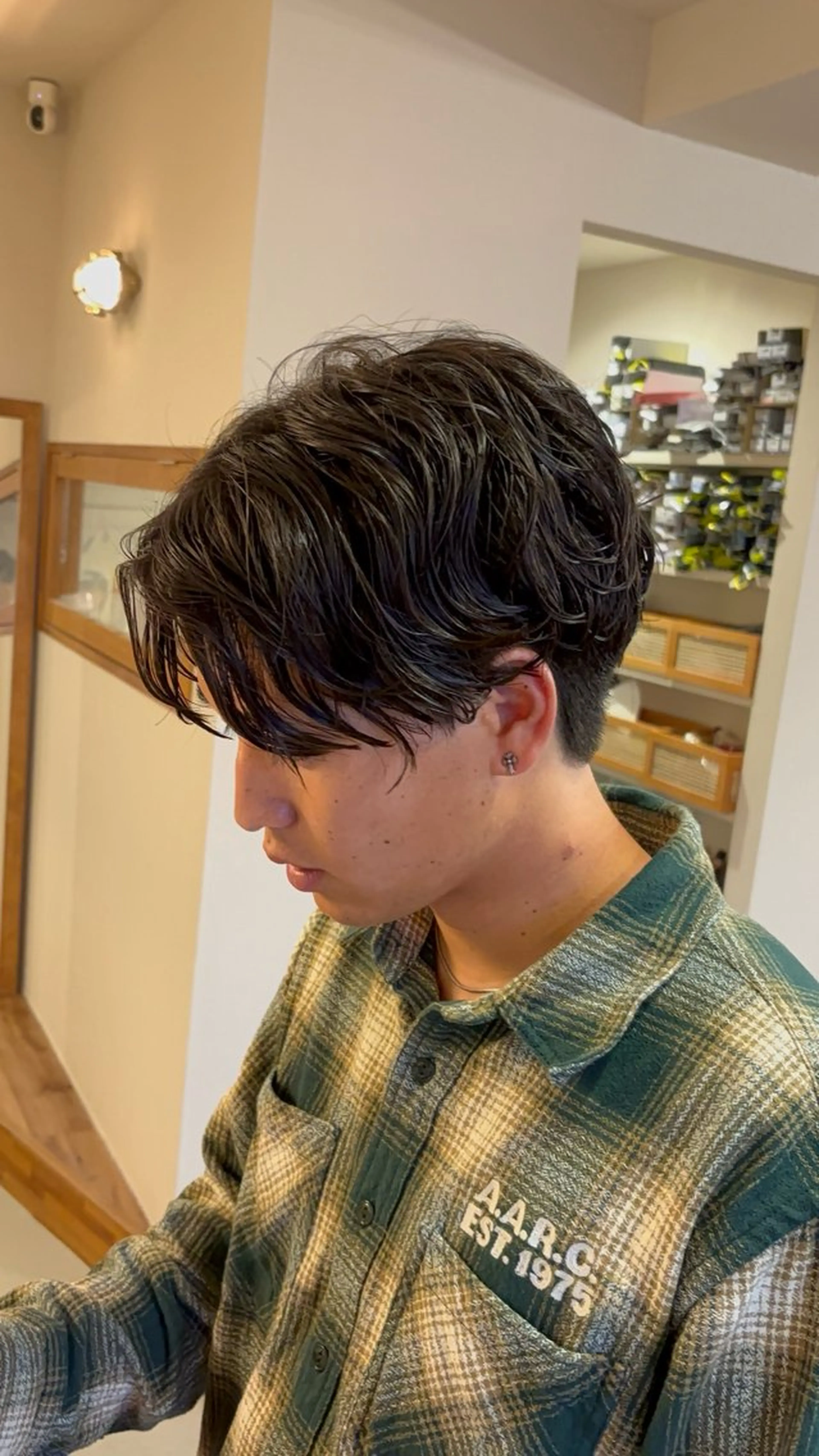パーマ メンズ カット パーマ 河辺 璃久のヘアスタイル