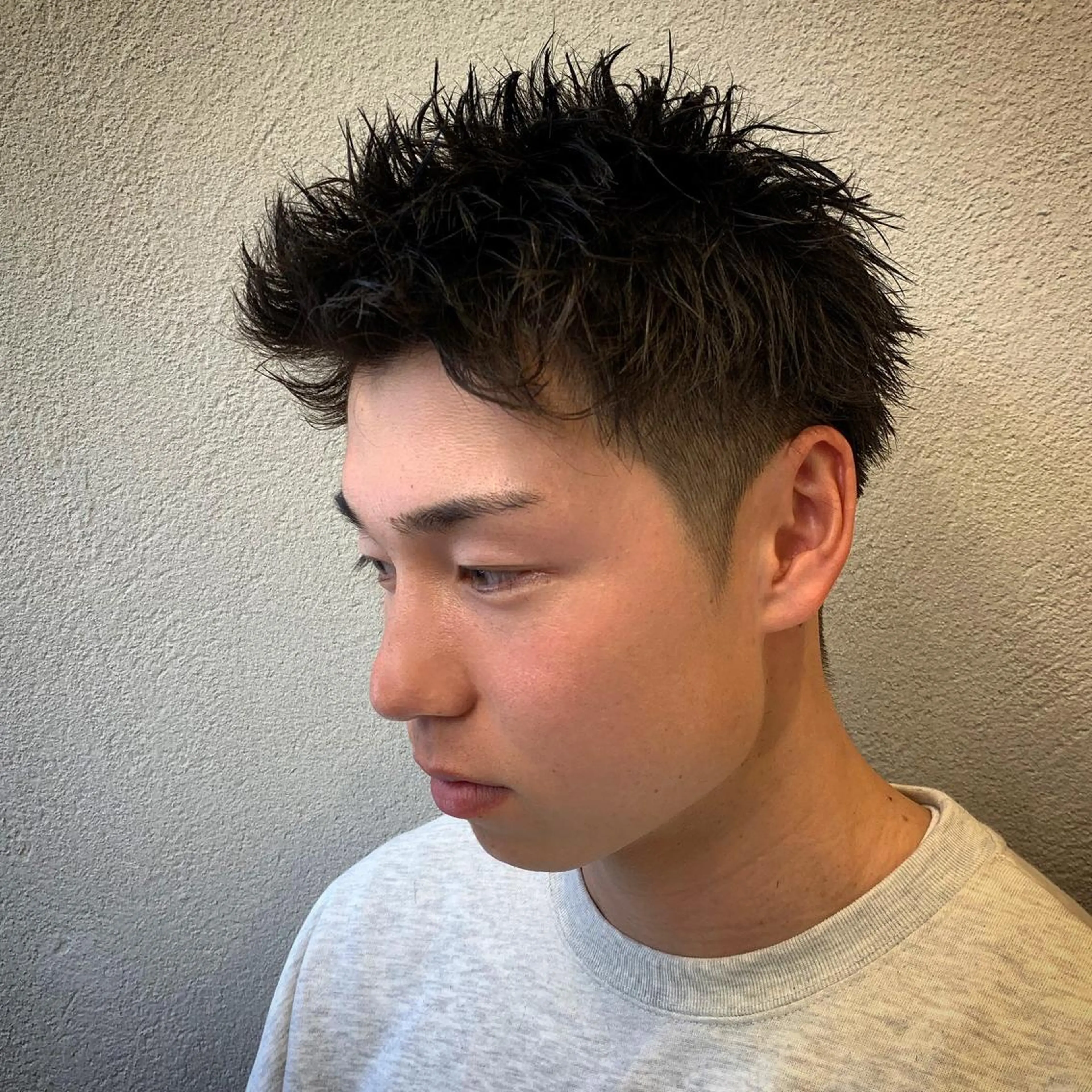 ショート パーマ メンズ アップバング メンズ特化/パーマ/ メッシュ/竜成のヘアスタイル