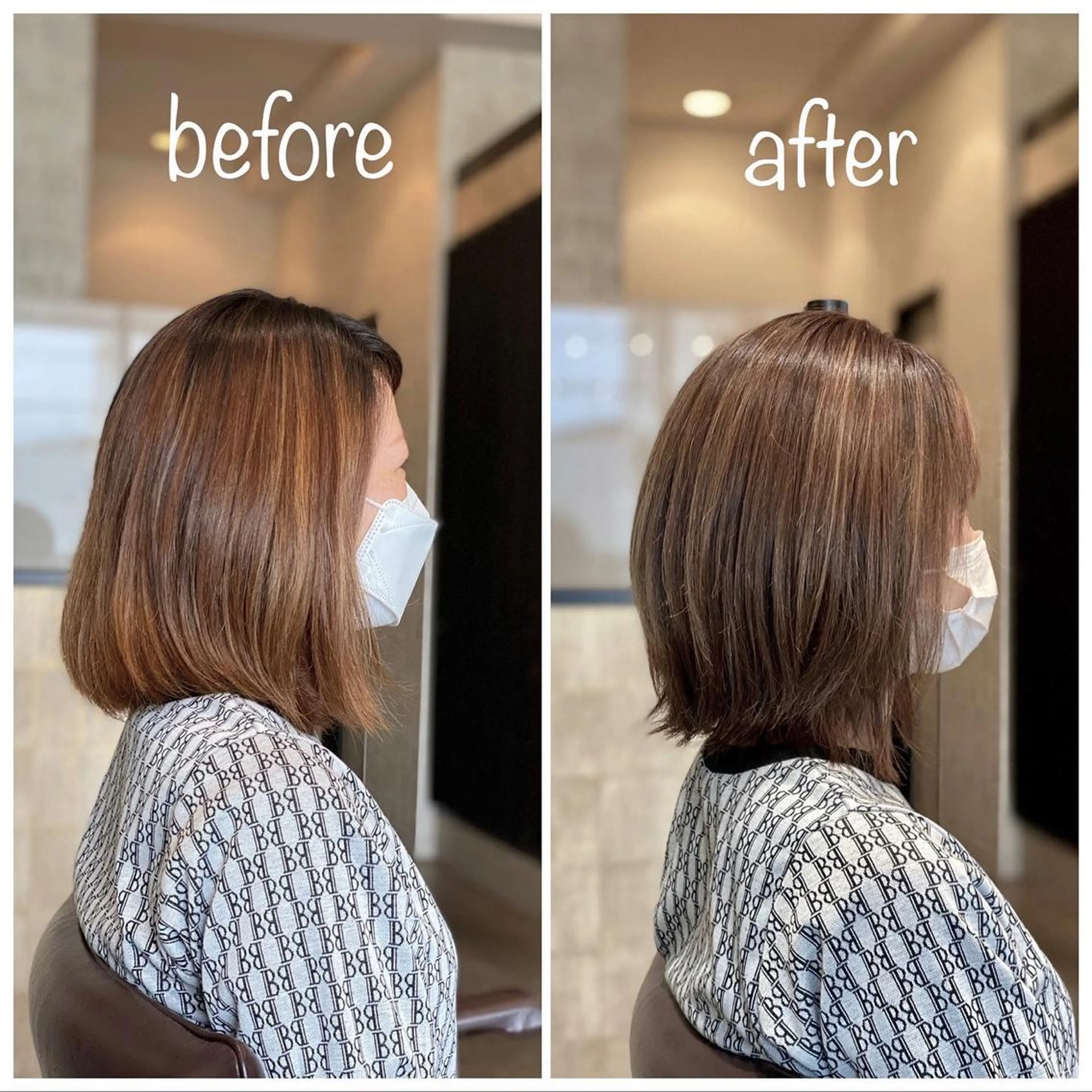 ミディアム カラー ワンレンボブ アッシュ アッシュグレー アッシュグレージュ グレージュ Hair Life LIB所属・宮城 将大のヘアスタイル