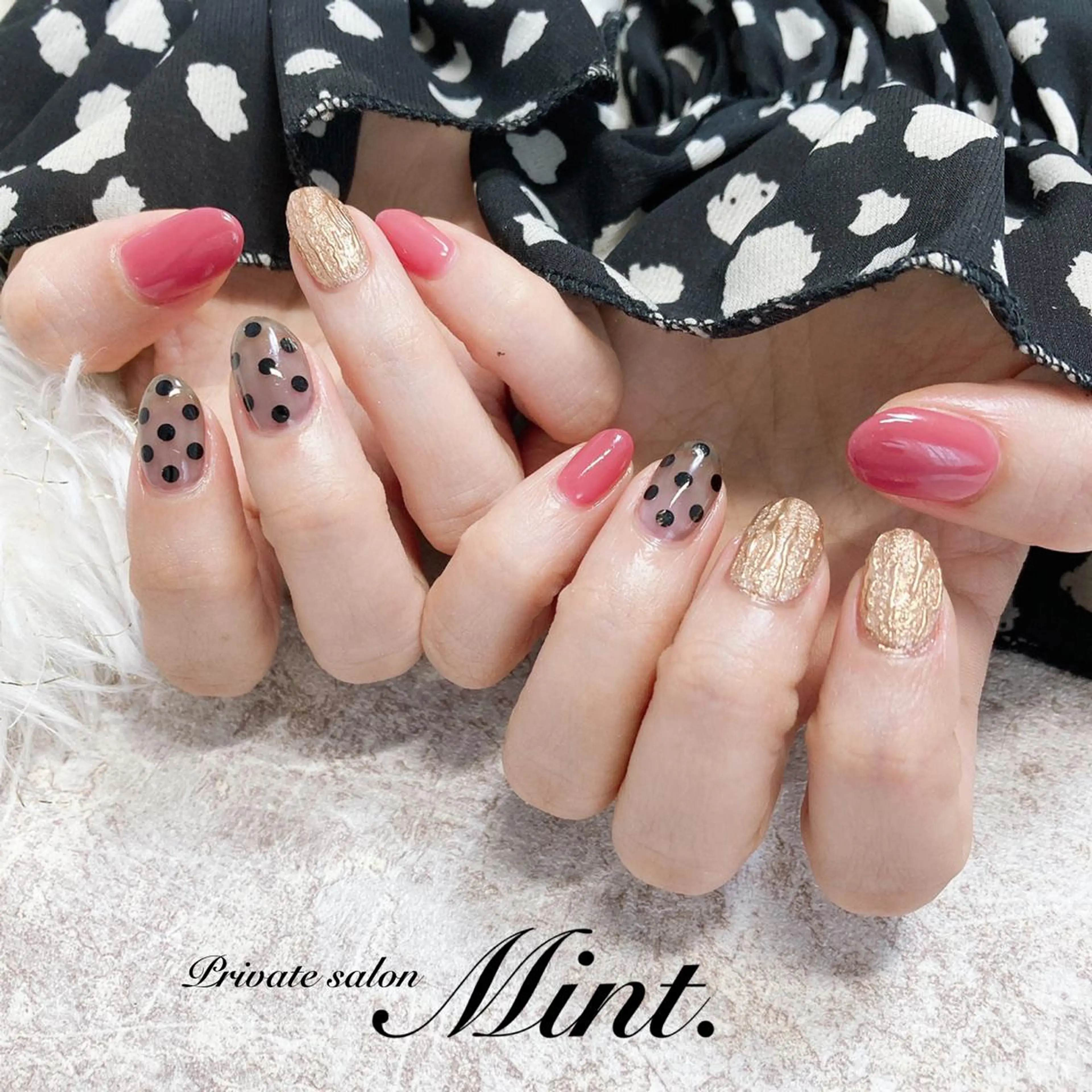 ショート ネイル ドット ジェルネイル ハンドネイル Mint. nailのネイルデザイン