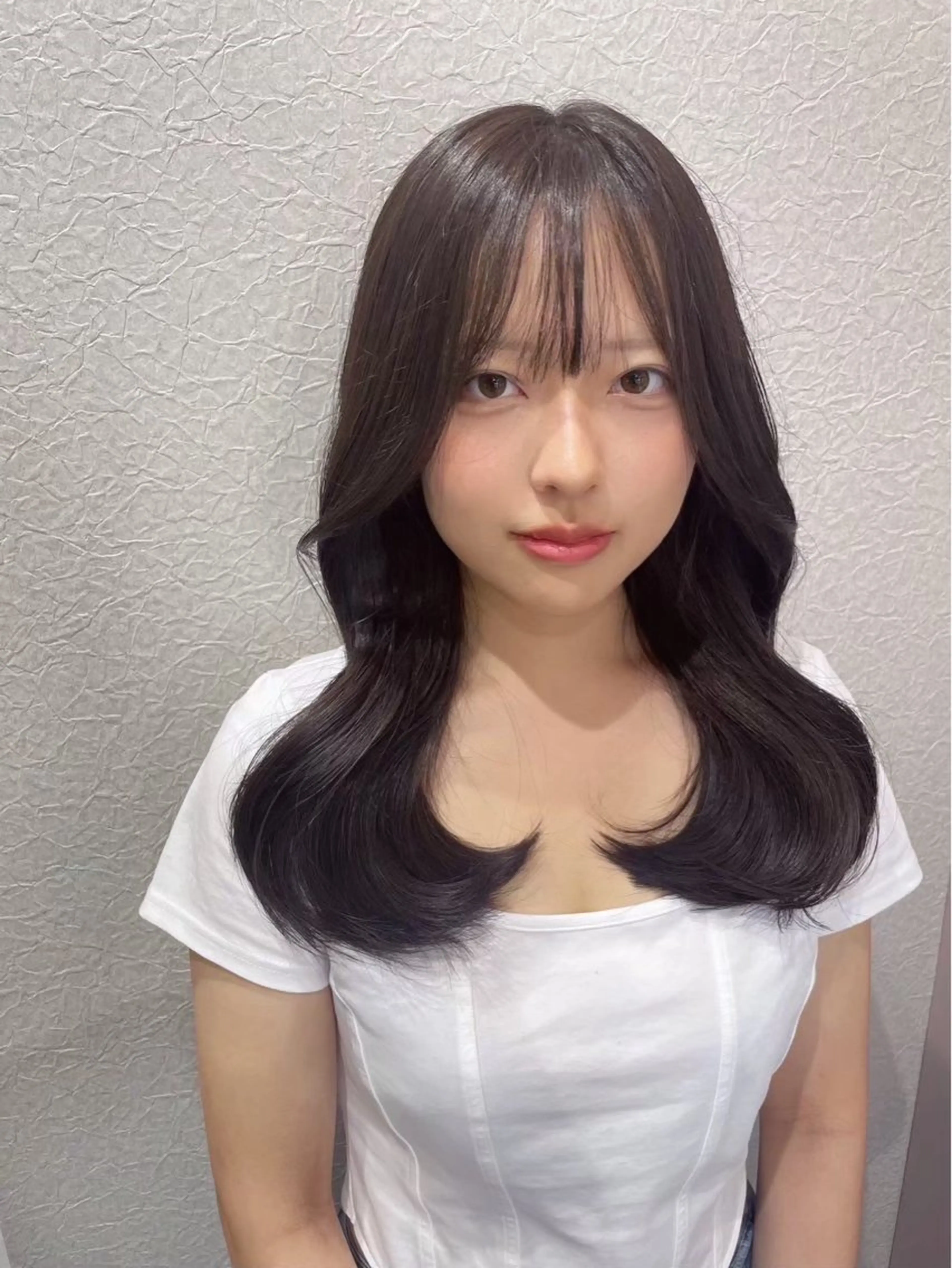 セミロング 💎曲がる縮毛矯正 💎透明感カラーのヘアスタイル