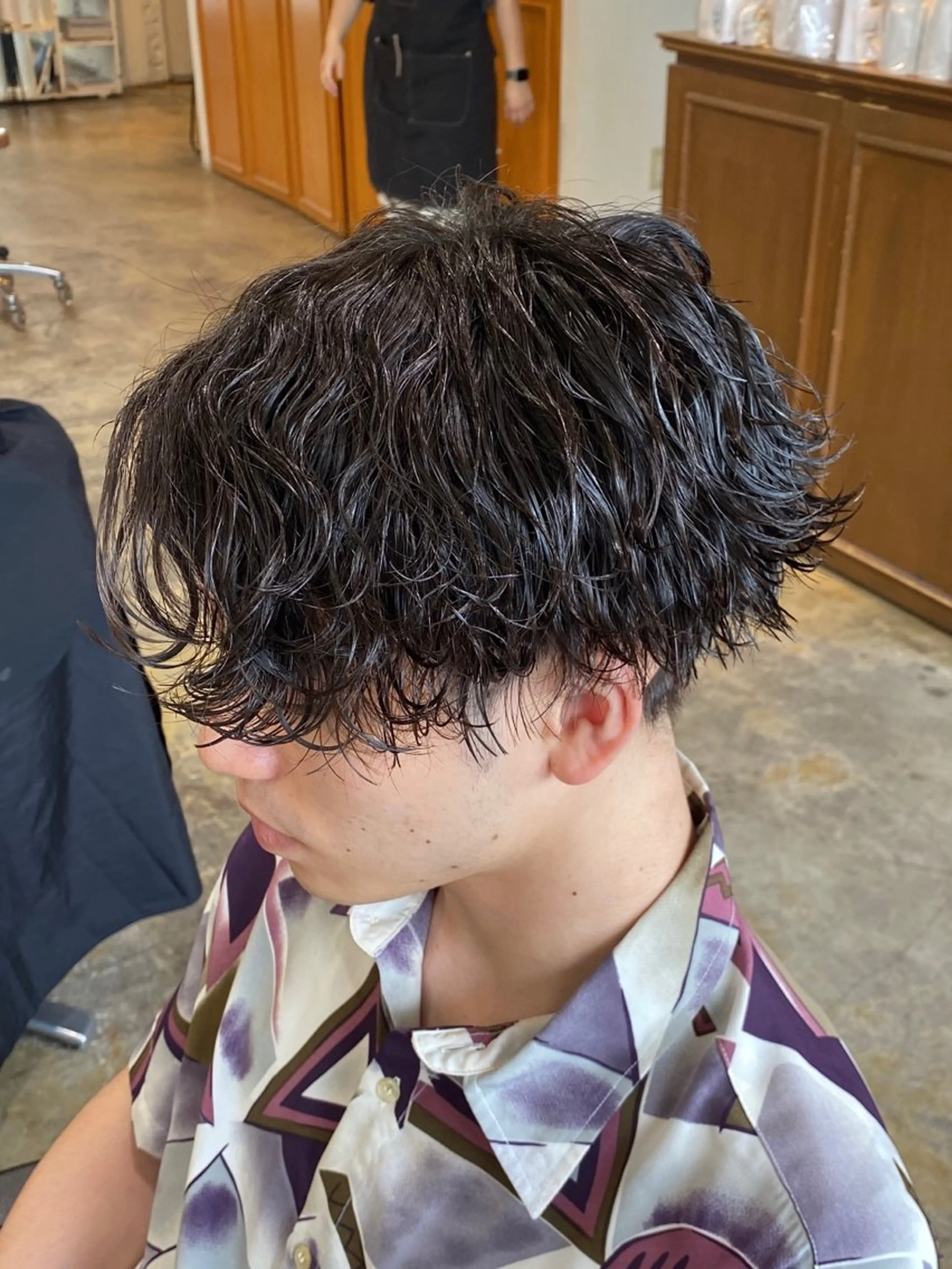 ショート パーマ メンズ カット パーマ トリートメント レイヤーボブ/ 艶カラー/サナ🌼のヘアスタイル